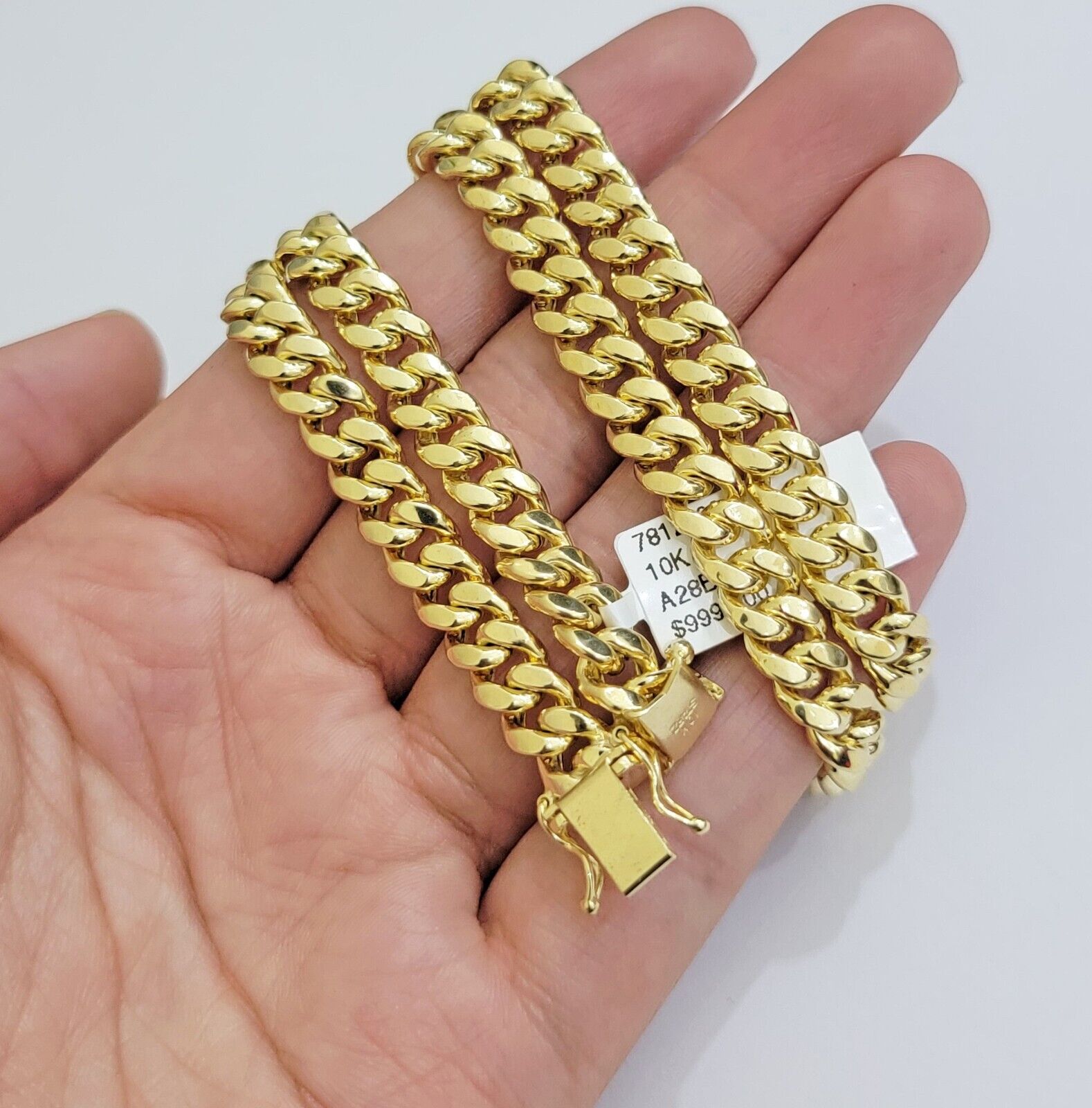 Real 10k Yellow Gold Chain Necklace 7mm Miami Cuban Link 20 inch Men Women 10KT - GoldenlinQ