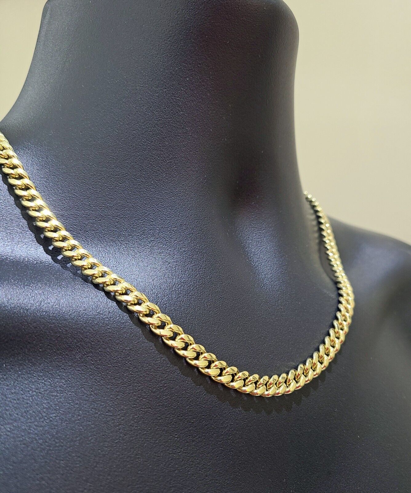 Real 10k Yellow Gold Chain Necklace 7mm Miami Cuban Link 20 inch Men Women 10KT - GoldenlinQ