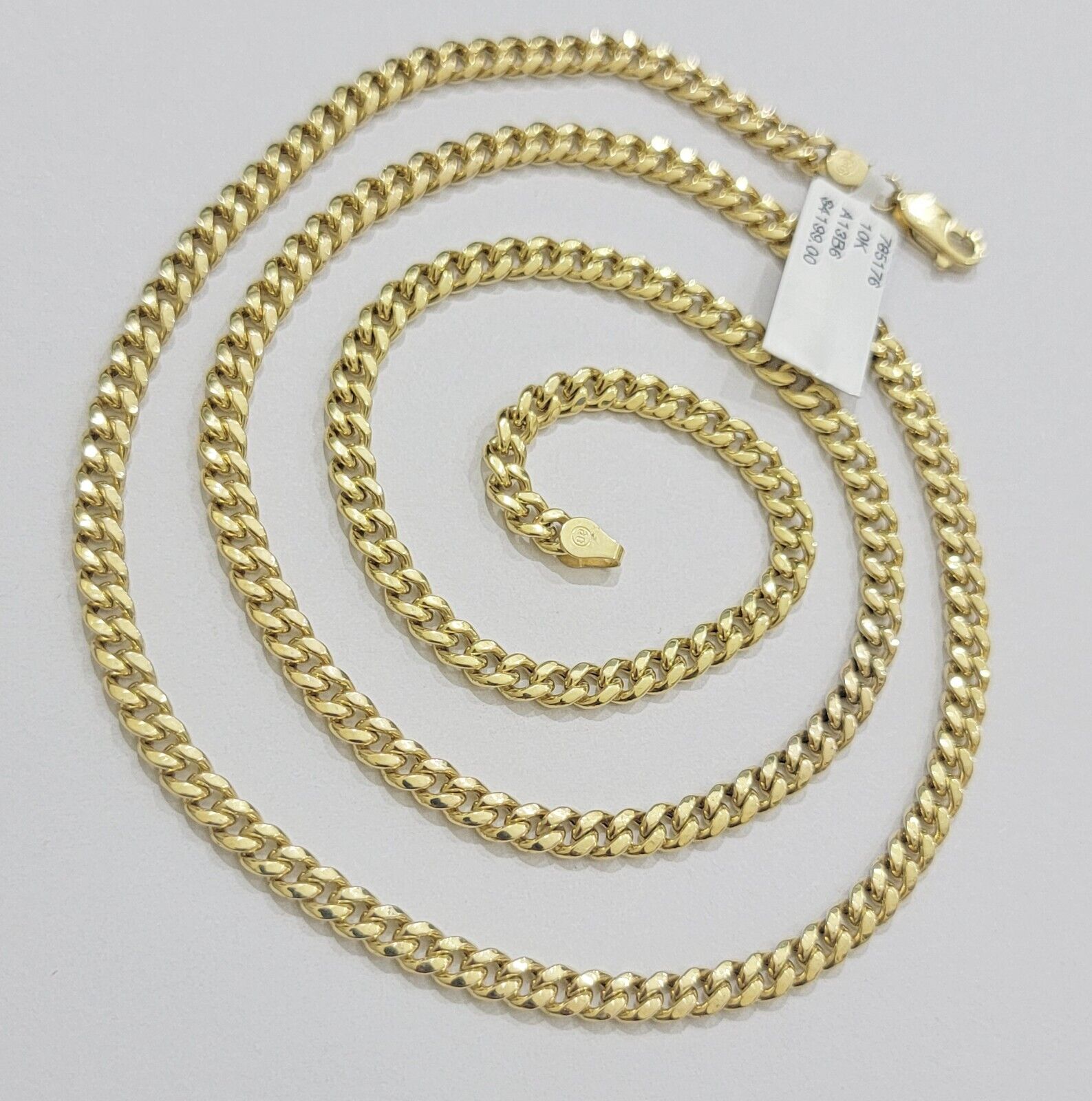 Real 10K Yellow Gold Chain Necklace Miami Cuban Link Chain 4.5mm 18" - 26'' Inch - GoldenlinQ