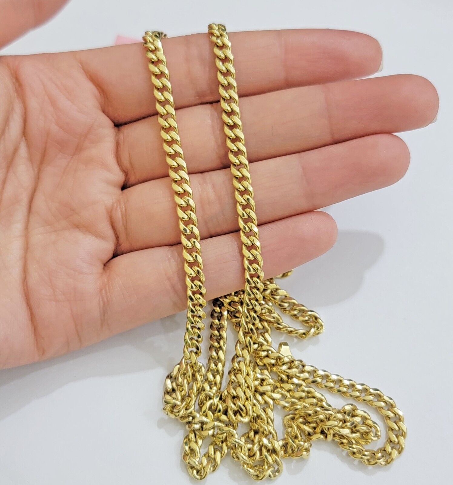 Real 10K Yellow Gold Chain Necklace Miami Cuban Link Chain 4.5mm 18" - 26'' Inch - GoldenlinQ