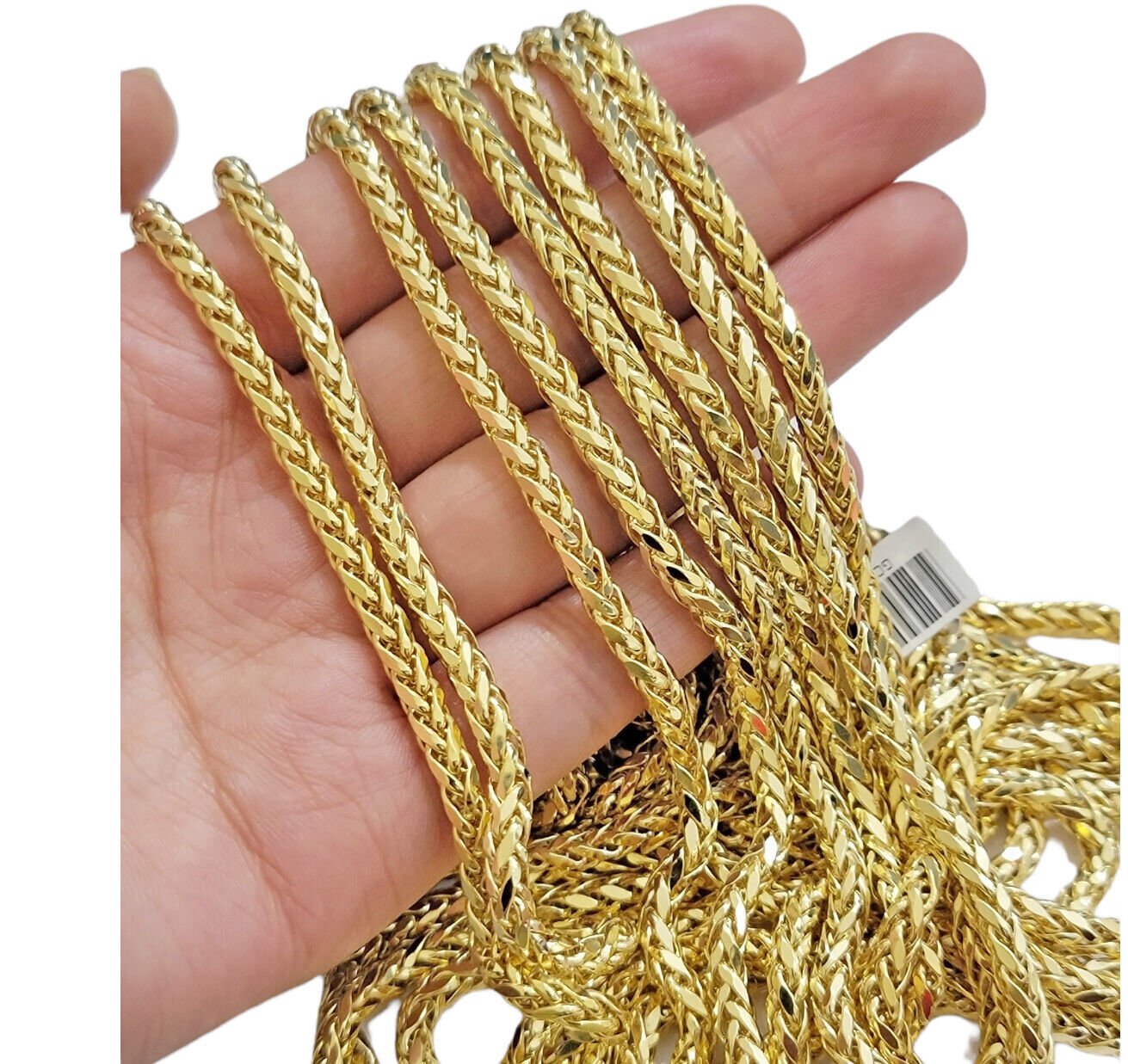Real 10K Yellow Gold Chain Necklace Wheat Palm Spiga 16" - 30 Inch Hollow 4mm - GoldenlinQ
