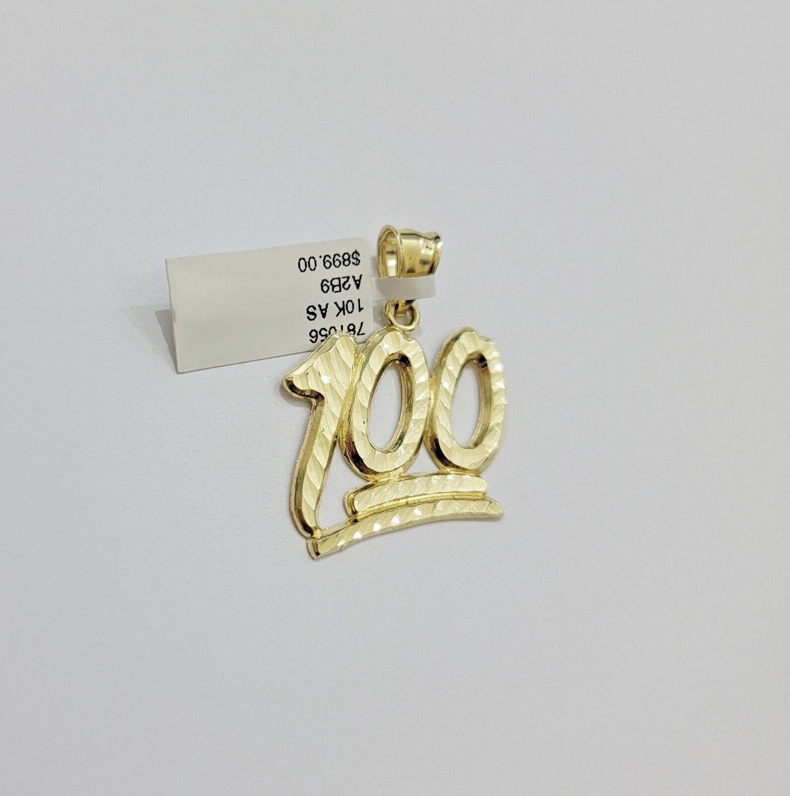 REAL 10k Yellow Gold Charm 100 pendant With Diamond Cuts For Mens - GoldenlinQ