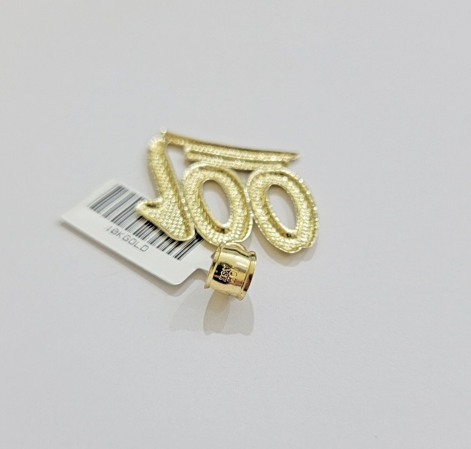 REAL 10k Yellow Gold Charm 100 pendant With Diamond Cuts For Mens - GoldenlinQ