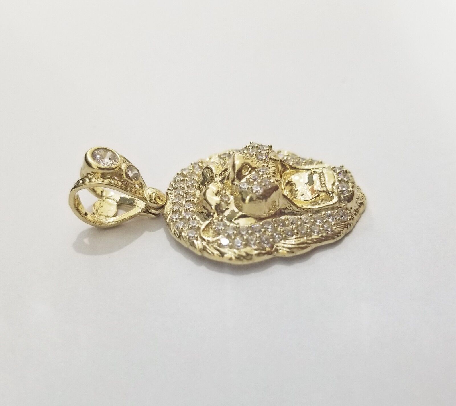 Real 10k Yellow Gold Charm Lion Head Pendant 10kt Gold - GoldenlinQ