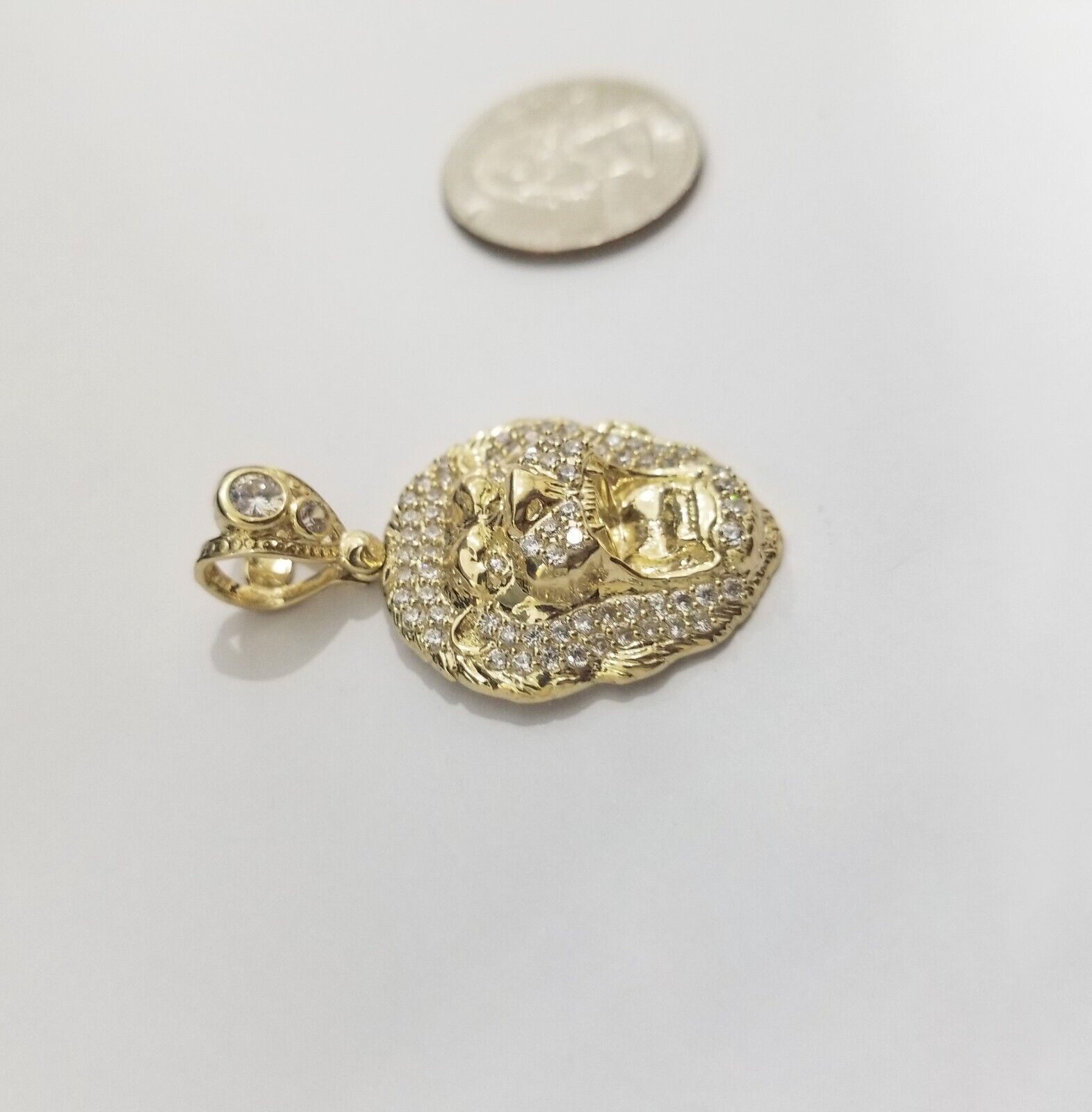 Real 10k Yellow Gold Charm Lion Head Pendant 10kt Gold - GoldenlinQ