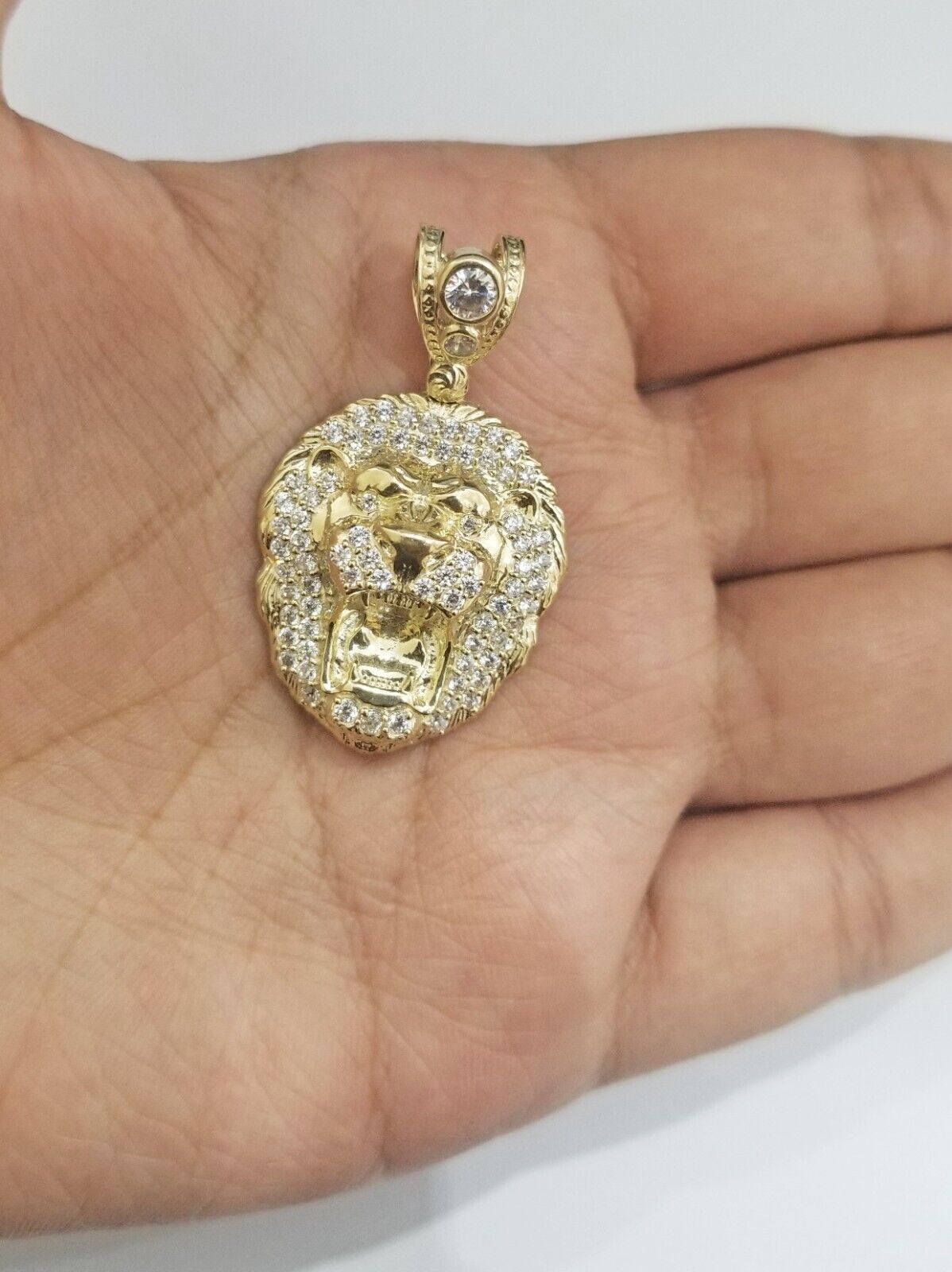 Real 10k Yellow Gold Charm Lion Head Pendant 10kt Gold - GoldenlinQ