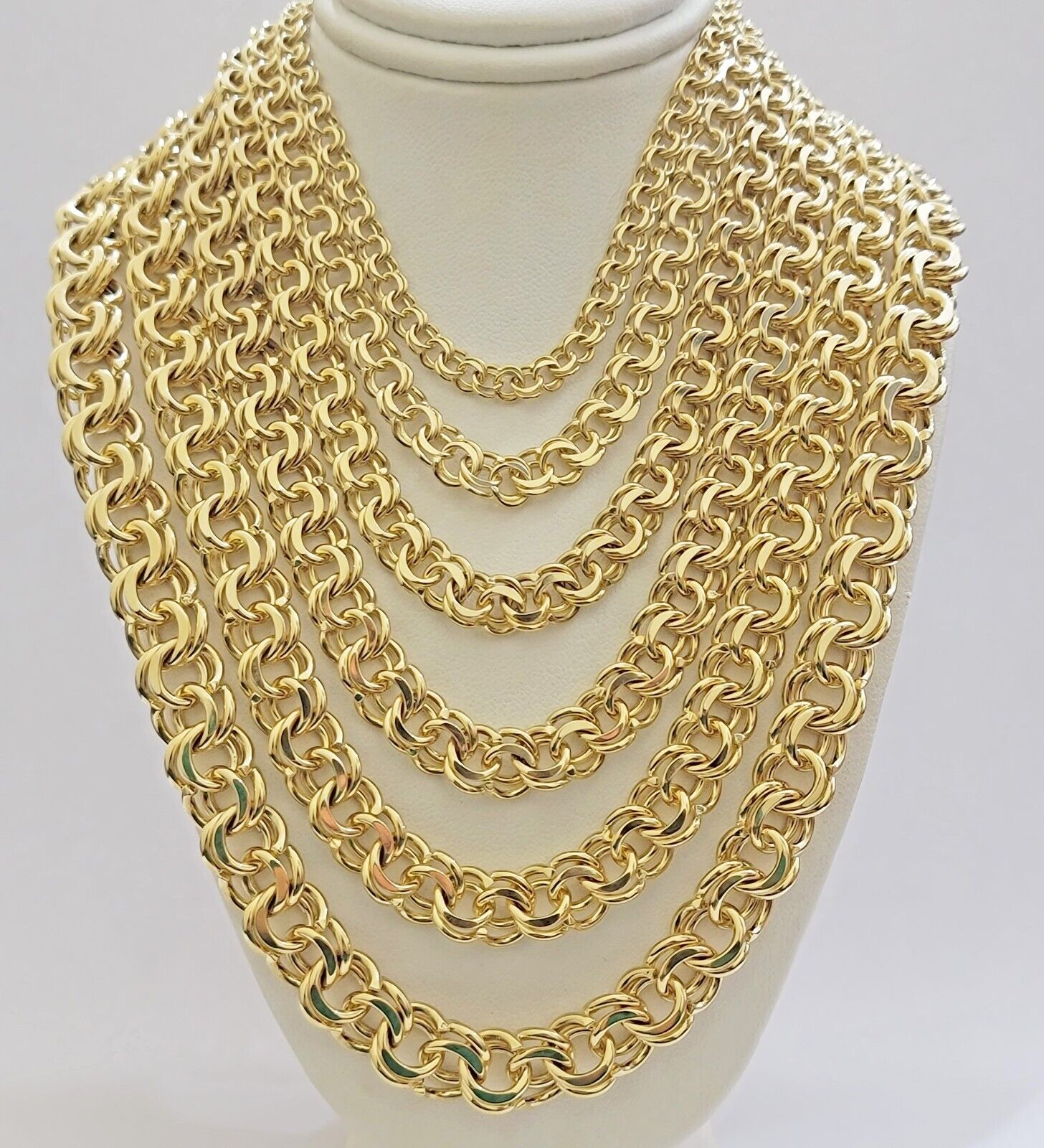 Real 10k Yellow Gold Chino Chain Solid Link Necklace 5mm - 11mm 22" - 26" Mens - GoldenlinQ