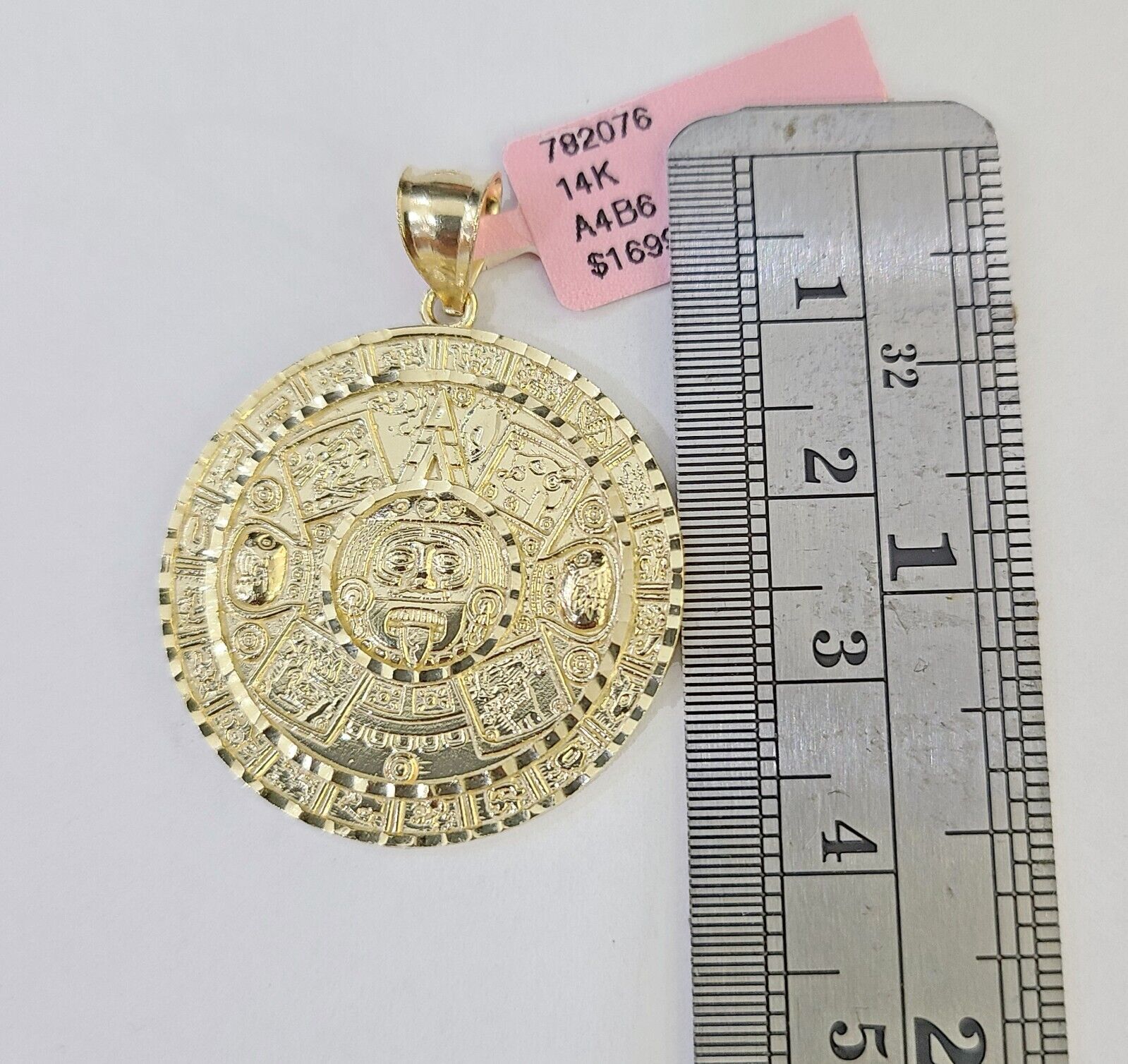 Real 10k Yellow Gold Circular Mayan Calendar / Pendant Charm 10kt - GoldenlinQ