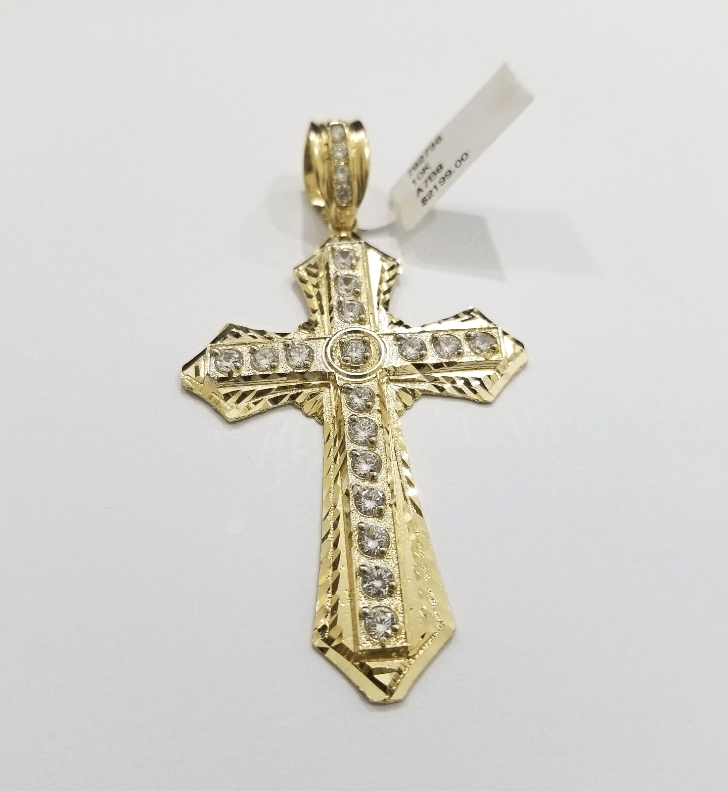Real 10k Yellow Gold Cross Charm Pendant 2.5'' inch 10kt gold - GoldenlinQ
