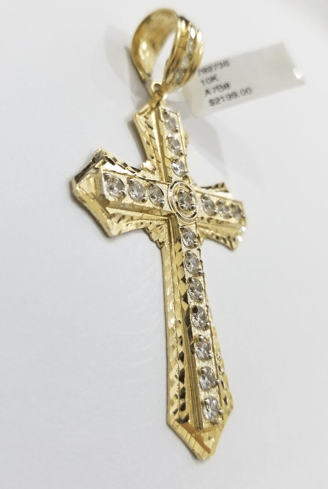 Real 10k Yellow Gold Cross Charm Pendant 2.5'' inch 10kt gold - GoldenlinQ