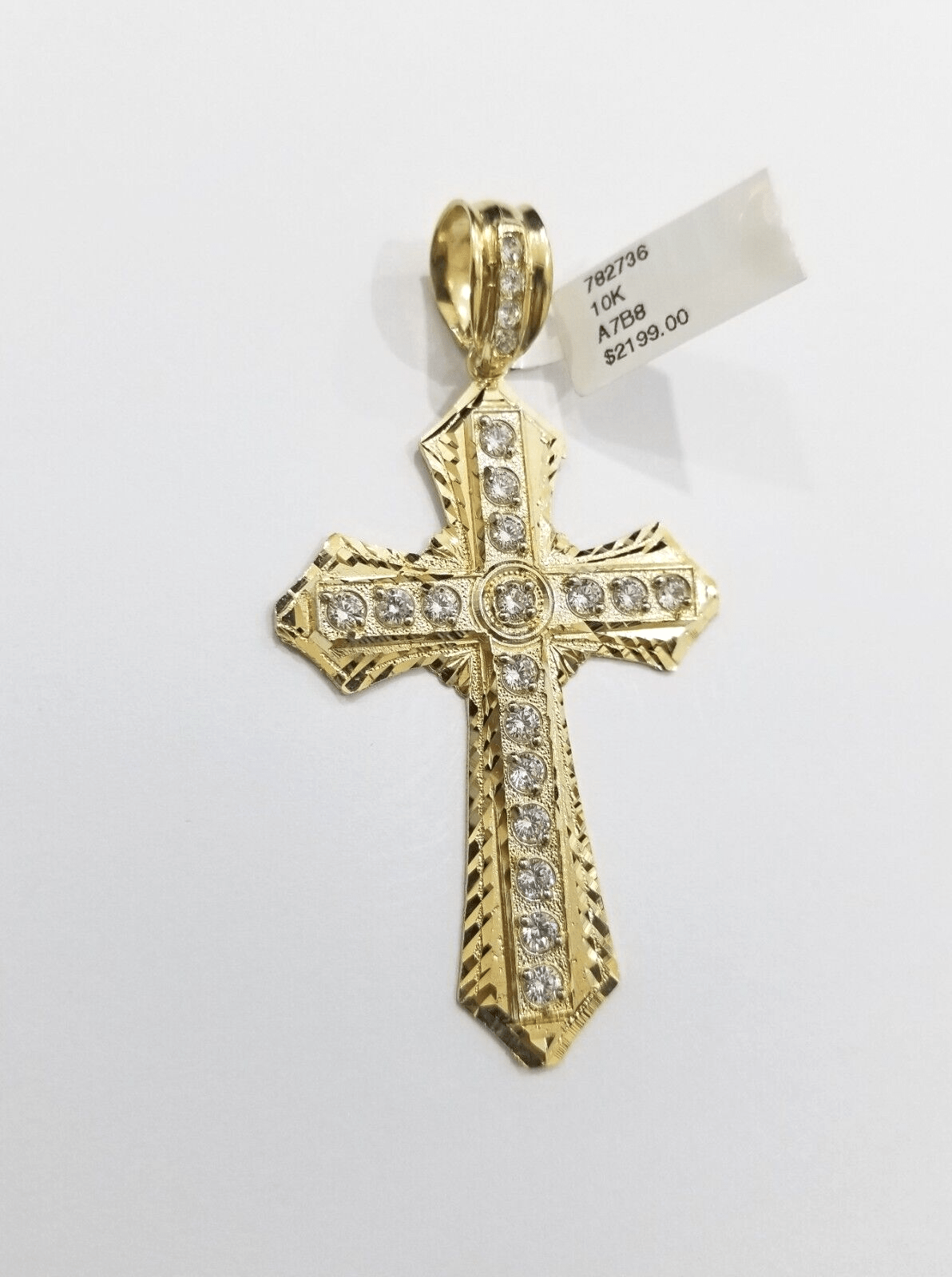 Real 10k Yellow Gold Cross Charm Pendant 2.5'' inch 10kt gold - GoldenlinQ