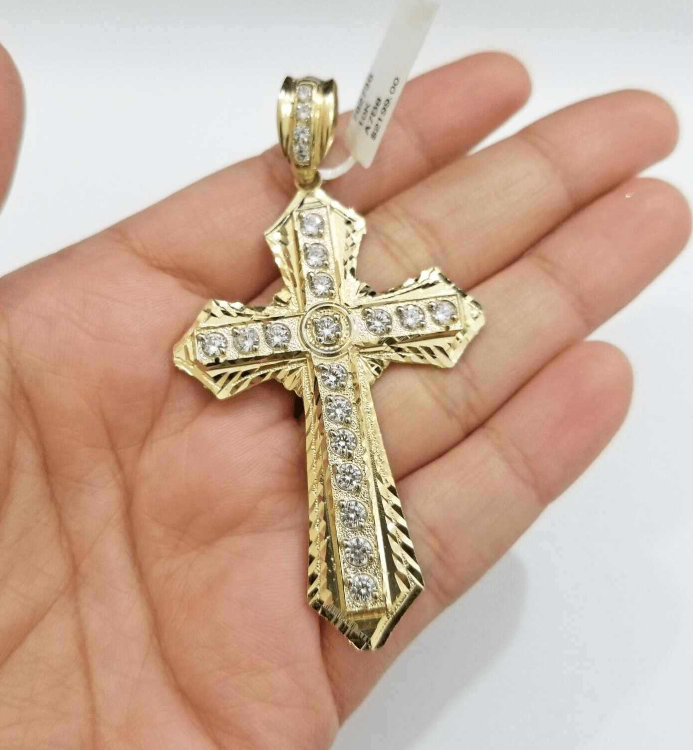 Real 10k Yellow Gold Cross Charm Pendant 2.5'' inch 10kt gold - GoldenlinQ