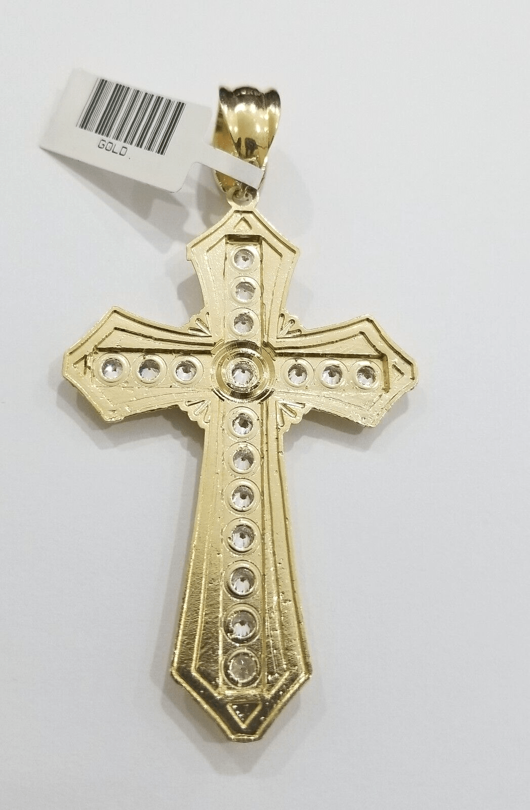 Real 10k Yellow Gold Cross Charm Pendant 2.5'' inch 10kt gold - GoldenlinQ