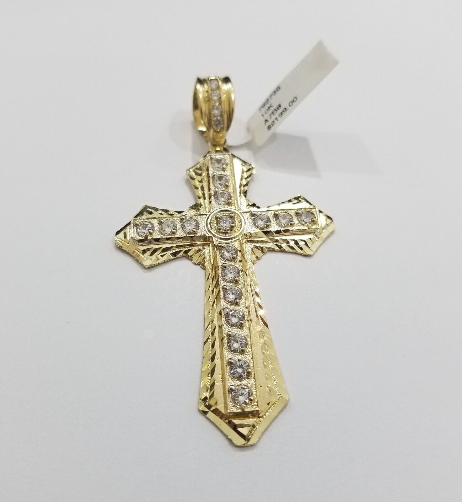 Real 10k Yellow Gold Cross Charm Pendant 2.5'' inch 10kt gold - GoldenlinQ