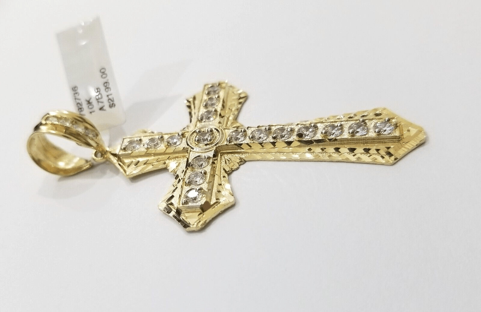 Real 10k Yellow Gold Cross Charm Pendant 2.5'' inch 10kt gold - GoldenlinQ