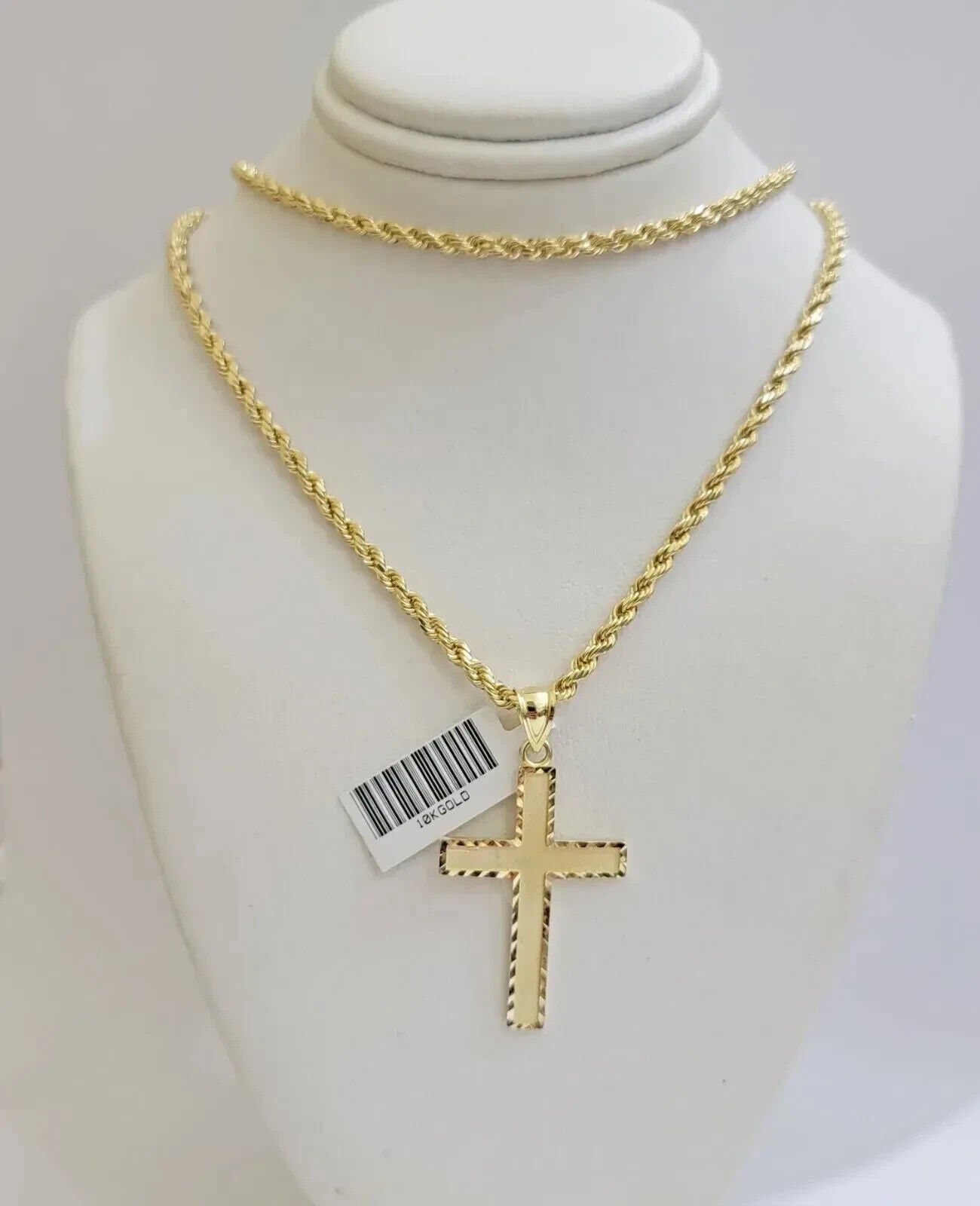 Real 10k Yellow Gold Cross Charm Pendant Men Women 1.75 Inch For Chain - GoldenlinQ