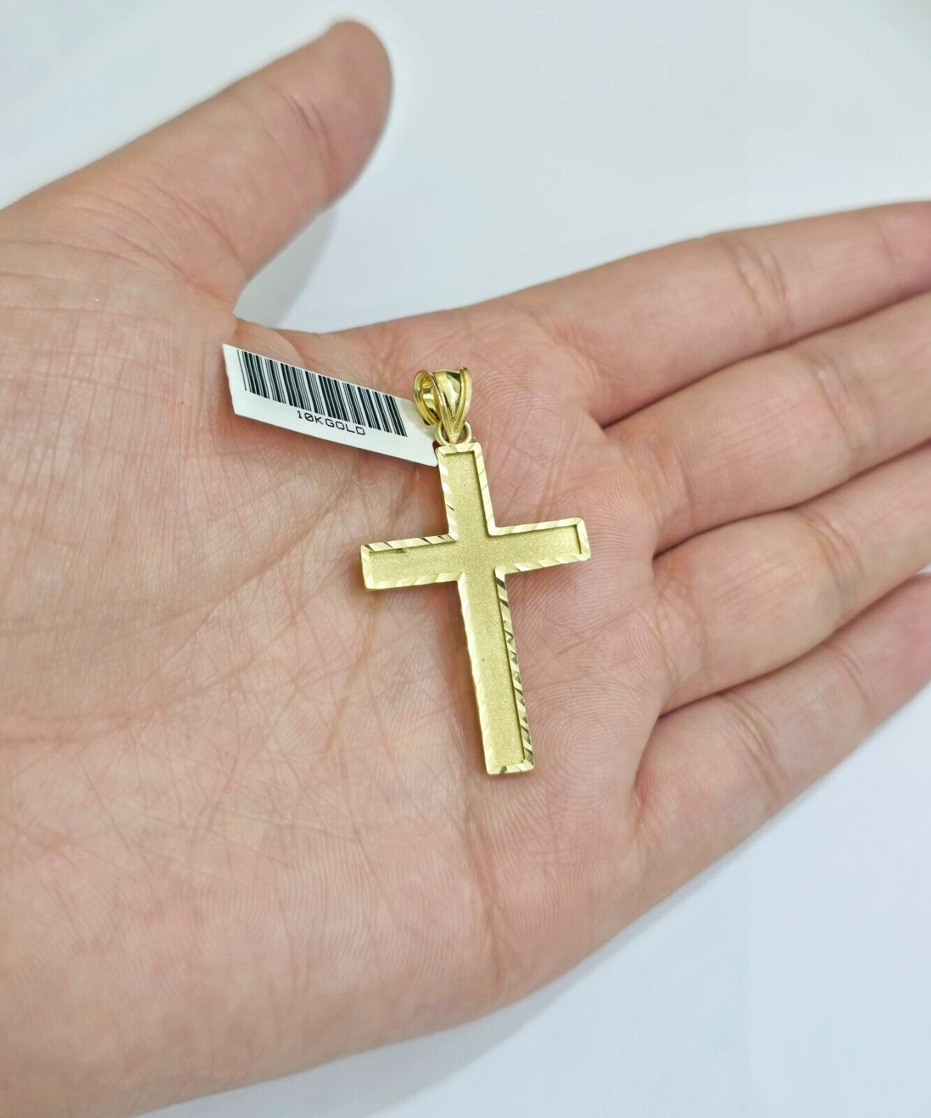 Real 10k Yellow Gold Cross Charm Pendant Men Women 1.75 Inch For Chain - GoldenlinQ