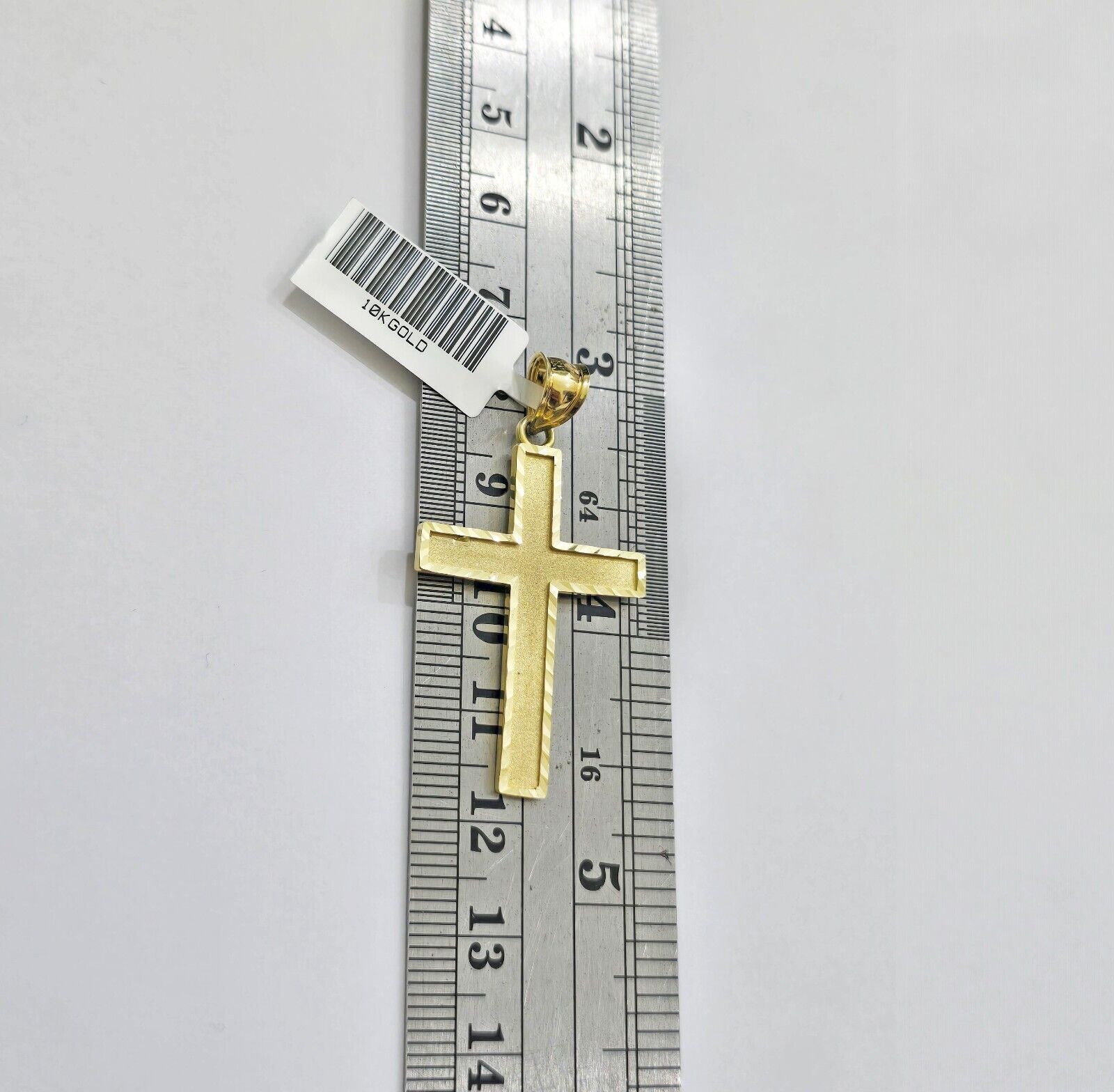 Real 10k Yellow Gold Cross Charm Pendant Men Women 1.75 Inch For Chain - GoldenlinQ
