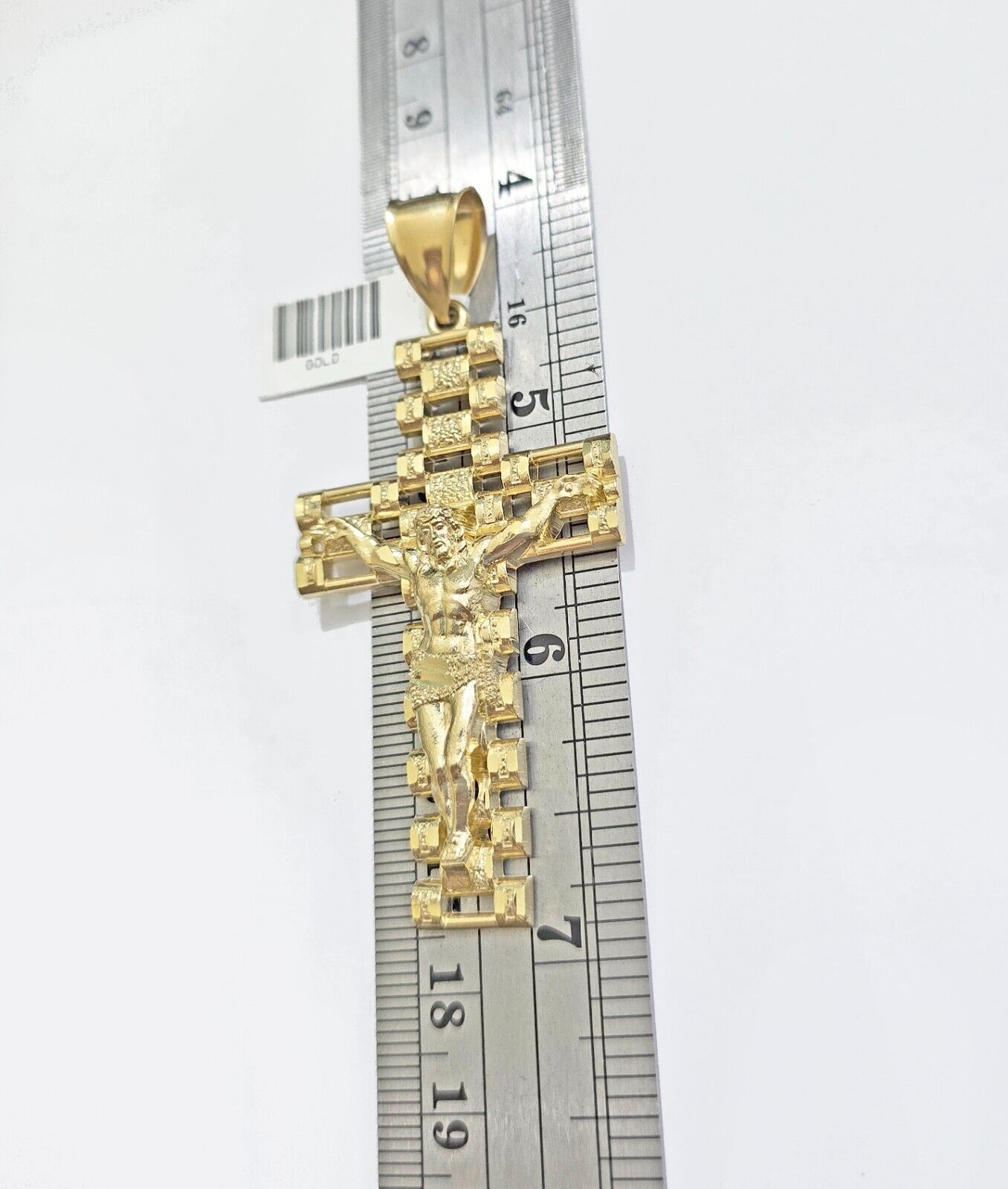 Real 10k Yellow Gold Cross Charm Pendant Mens Jesus Crucifix 3 Inch For Chain - GoldenlinQ