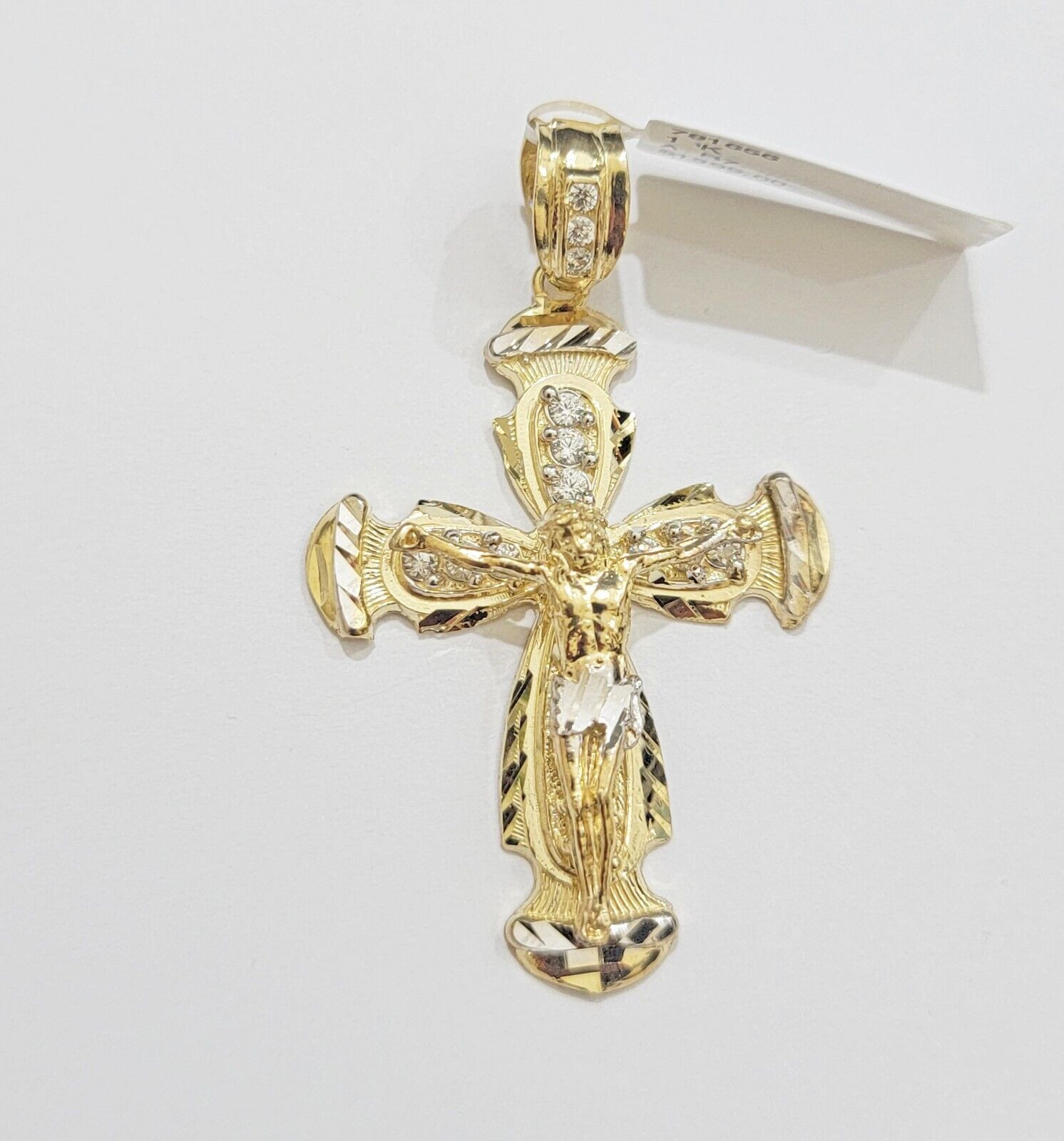Real 10k Yellow Gold Cross Charm pendant Rope Chain Necklace 5mm 24" SET For Men - GoldenlinQ