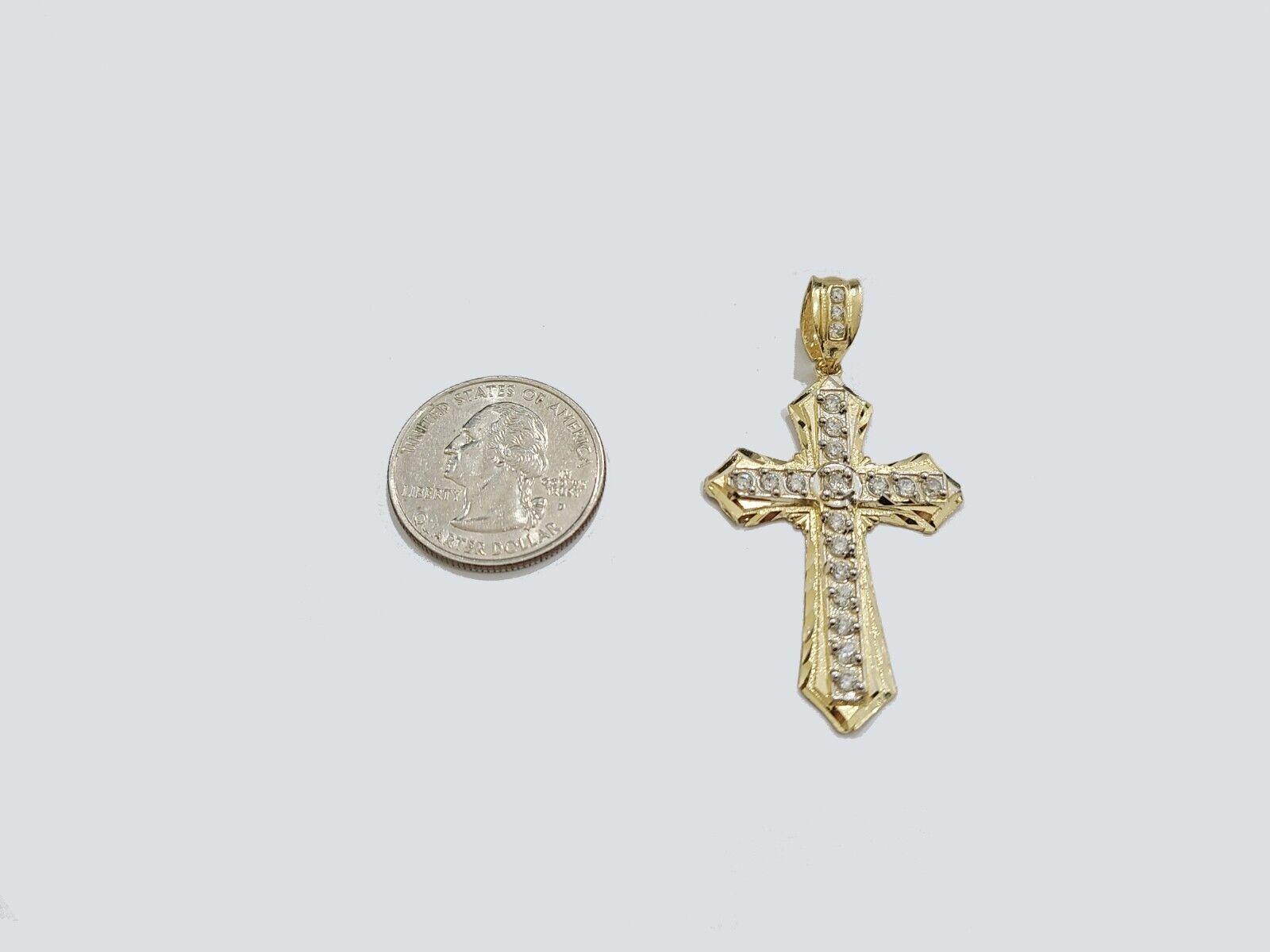 Real 10k Yellow Gold Cross Charm Rope Chain Necklace 4mm 18'' Pendant 10kt Jesus - GoldenlinQ