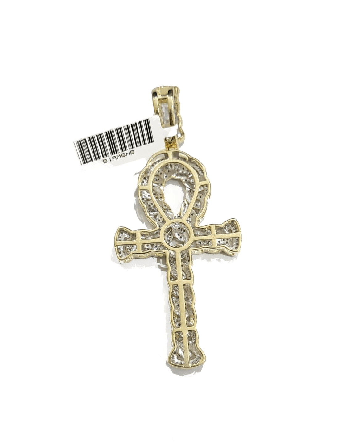 Real 10k Yellow Gold Cross Diamond Charm Pendant 2.5'' inches Genuine 10kt - GoldenlinQ