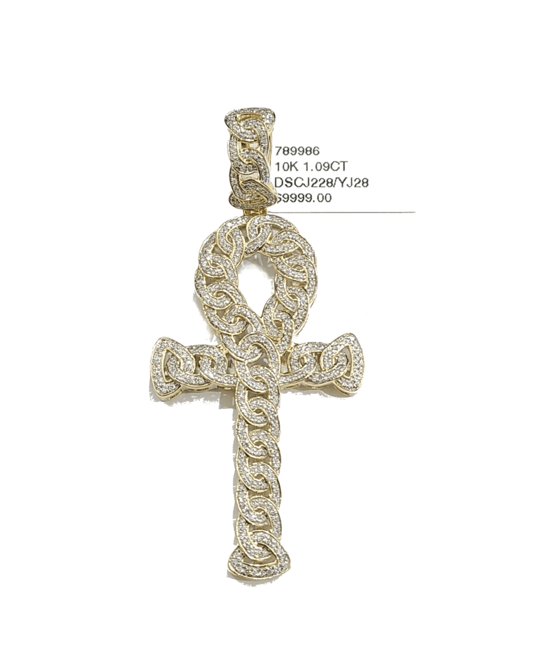 Real 10k Yellow Gold Cross Diamond Charm Pendant 2.5'' inches Genuine 10kt - GoldenlinQ