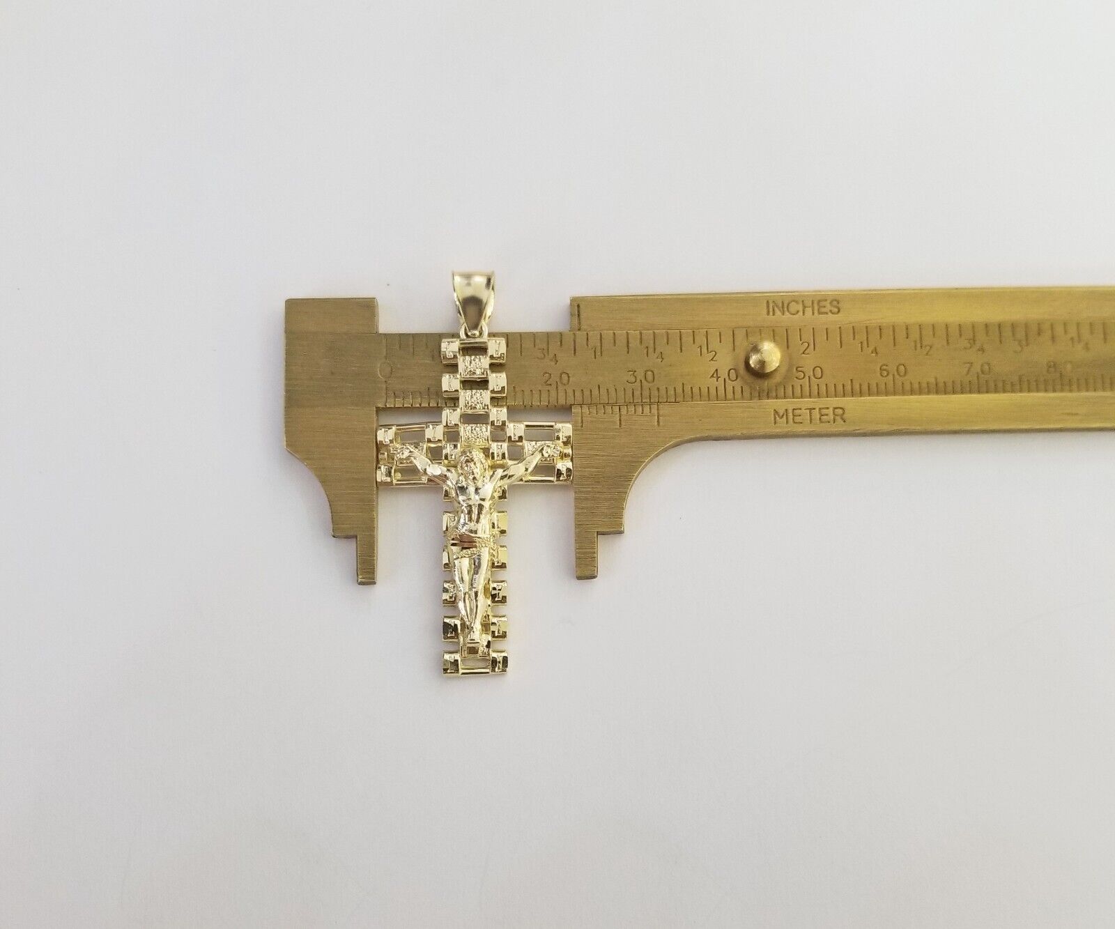 Real 10k Yellow Gold Cross Pendant Charm Jesus Crucifix Men 10kt - GoldenlinQ