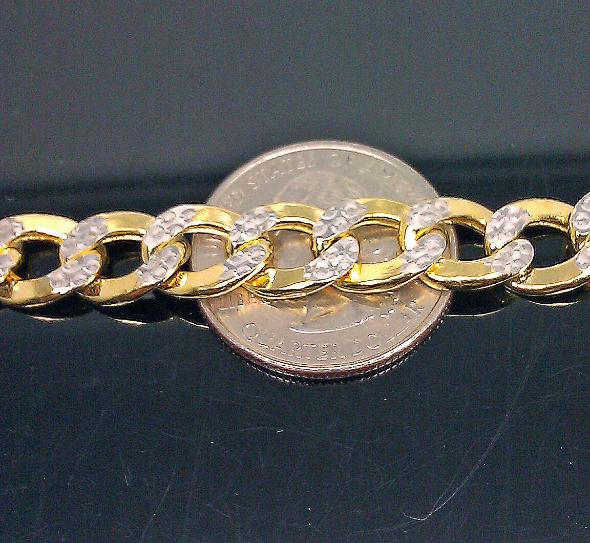 REAL 10K Yellow Gold Cuban Bracelet Diamond Cut 9" Inch 10mm Lobster Lock - GoldenlinQ
