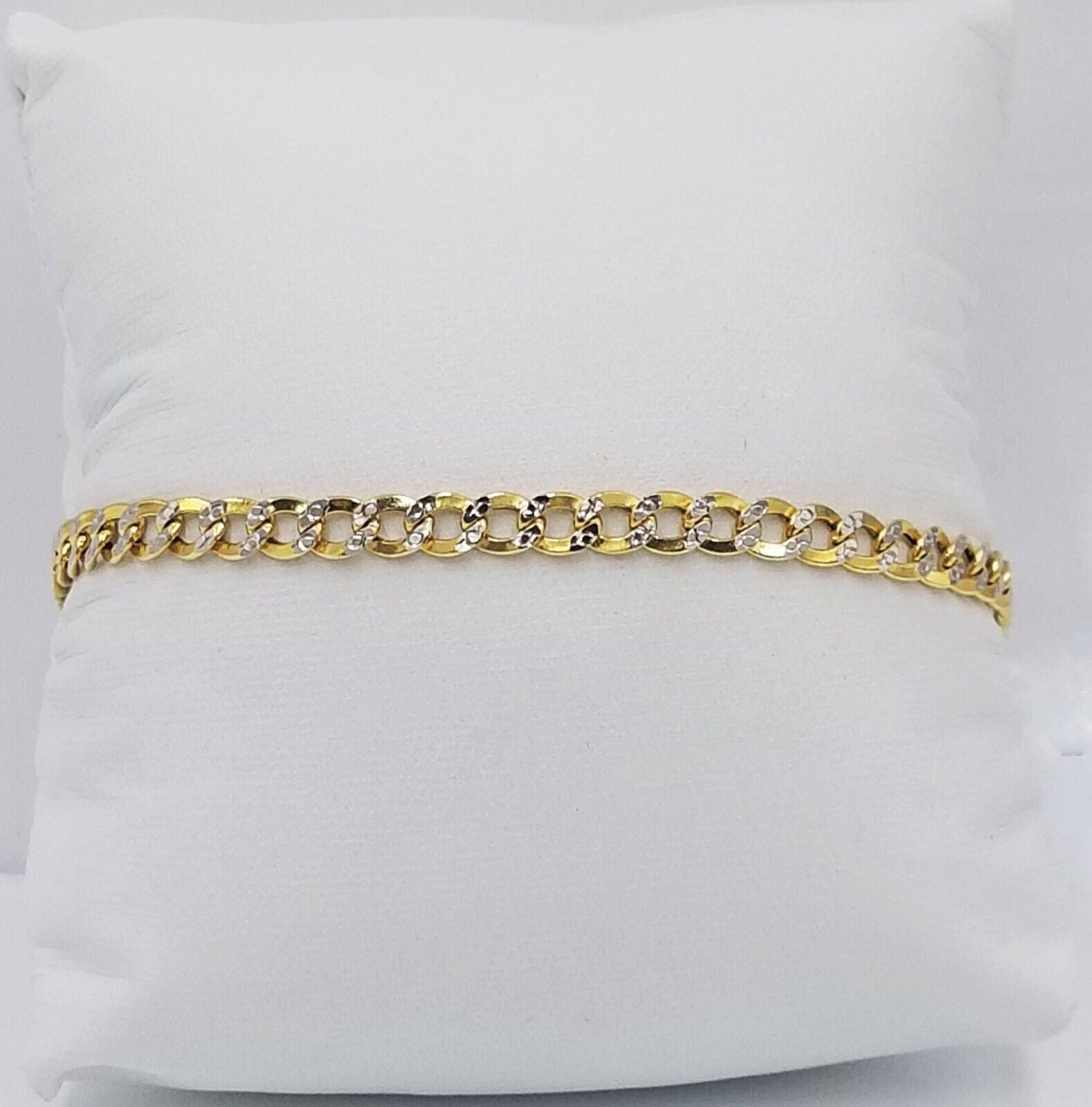 Real 10k Yellow Gold Cuban Curb link 4mm 8" Bracelet Diamond Cut - GoldenlinQ