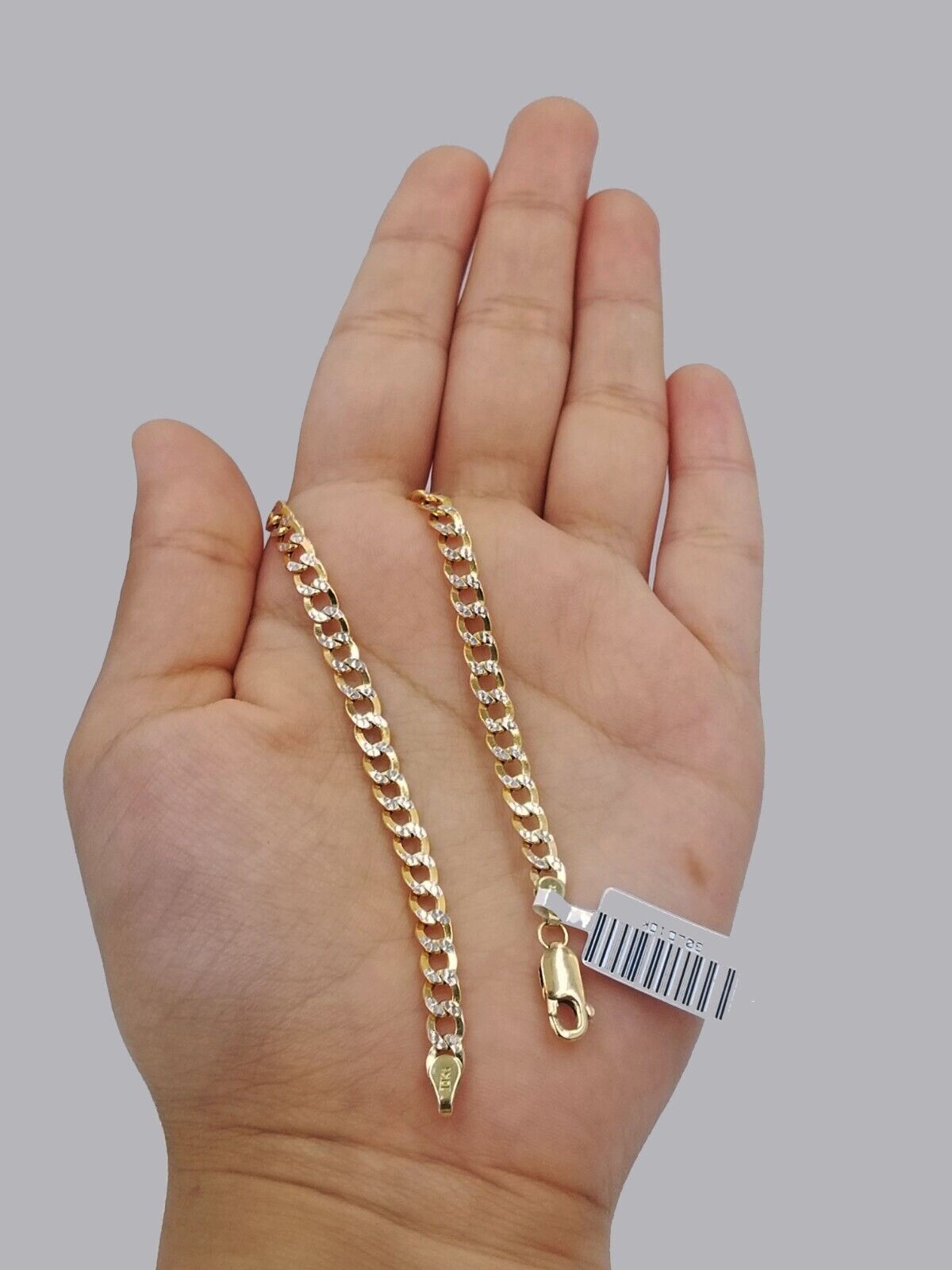 Real 10k Yellow Gold Cuban Curb link 4mm 8" Bracelet Diamond Cut - GoldenlinQ