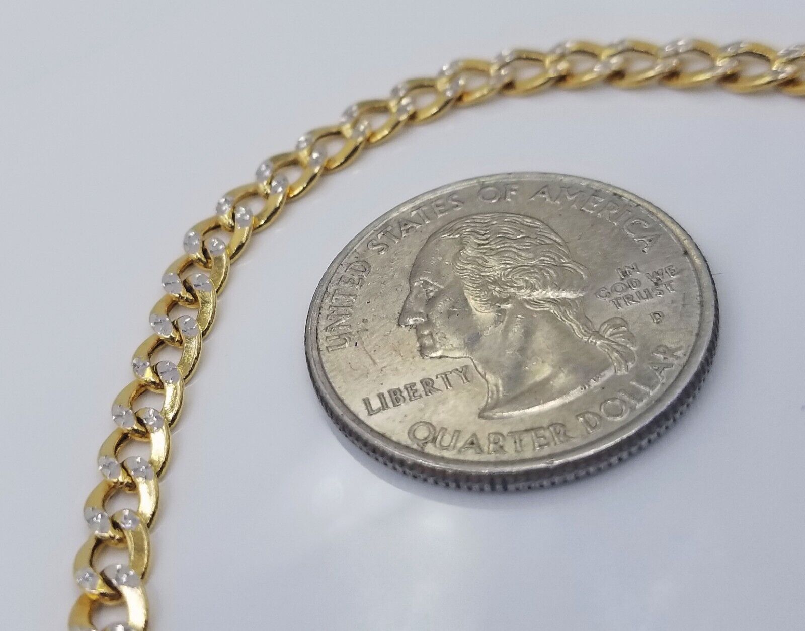 Real 10k Yellow Gold Cuban Curb link Bracelet 4mm 7" Inches Diamond Cut 10kt - GoldenlinQ