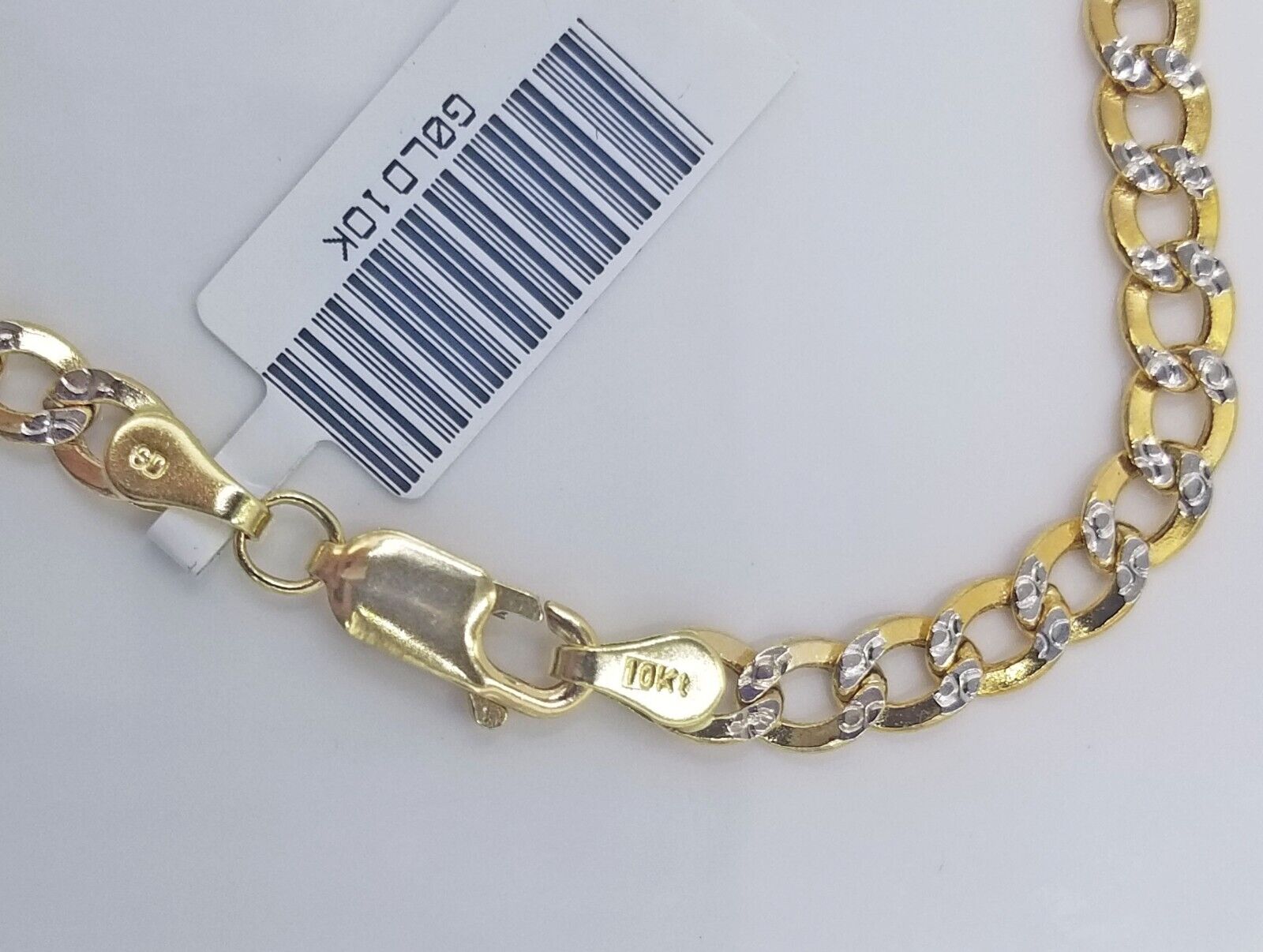 Real 10k Yellow Gold Cuban Curb link Bracelet 4mm 7" Inches Diamond Cut 10kt - GoldenlinQ