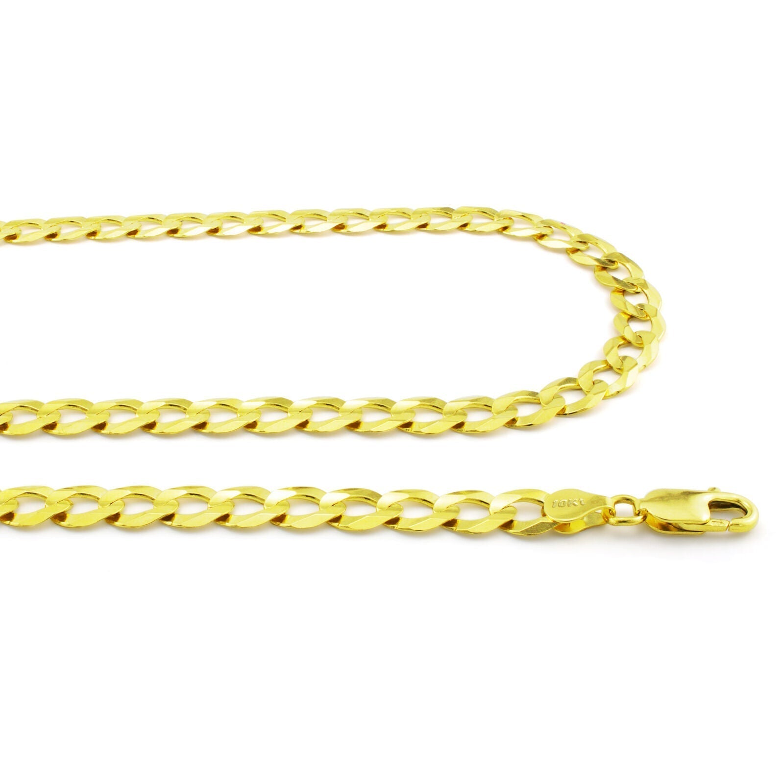 Real 10k Yellow Gold Cuban Curb Link Chain 8mm Necklace 20'' Lobster Lock 10kt - GoldenlinQ