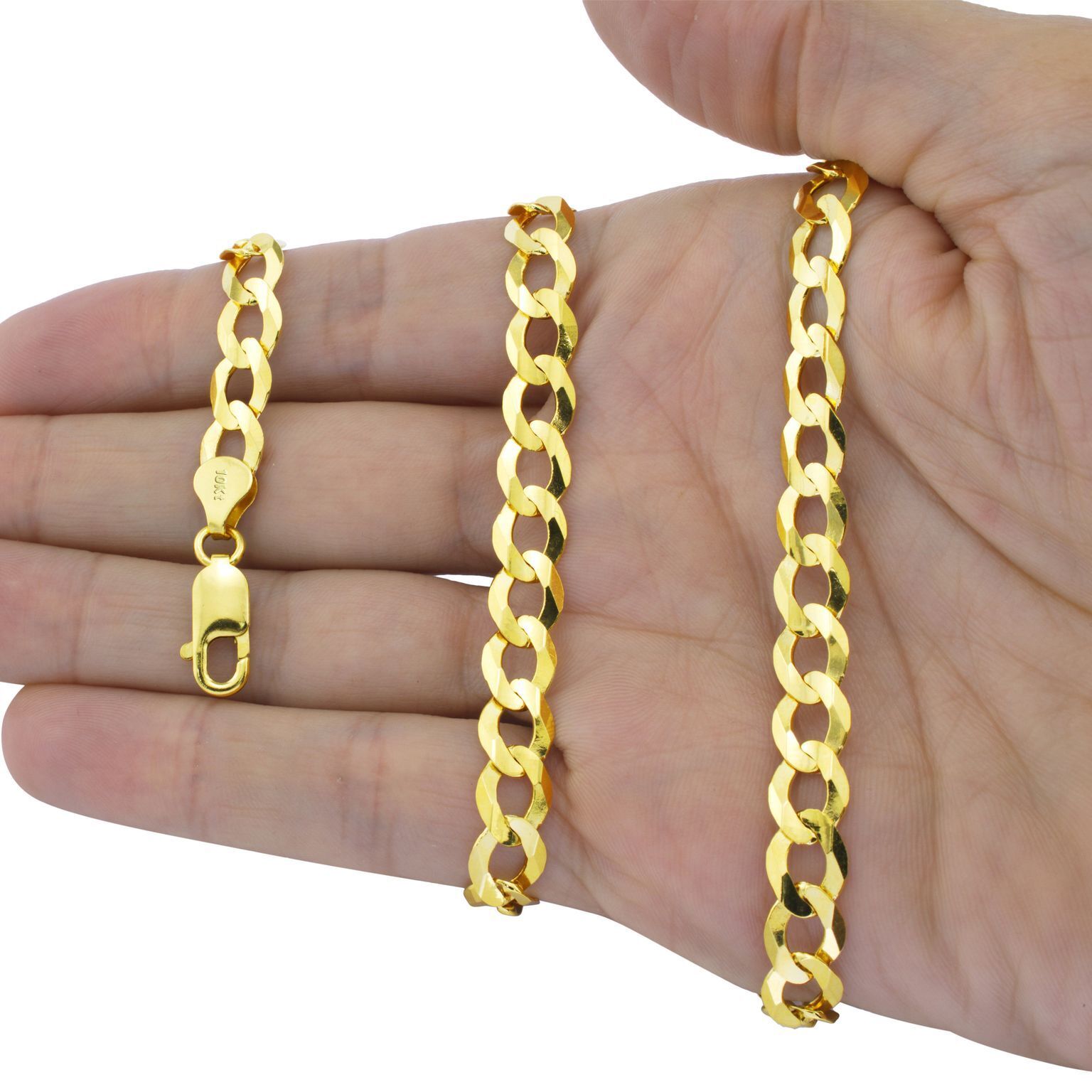Real 10k Yellow Gold Cuban Curb Link Chain 8mm Necklace 20'' Lobster Lock 10kt - GoldenlinQ