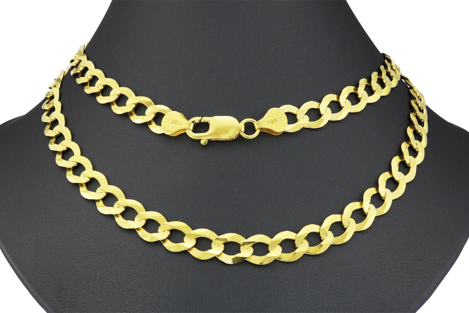 Real 10k Yellow Gold Cuban Curb Link Chain 8mm Necklace 22'' Lobster Lock 10kt - GoldenlinQ