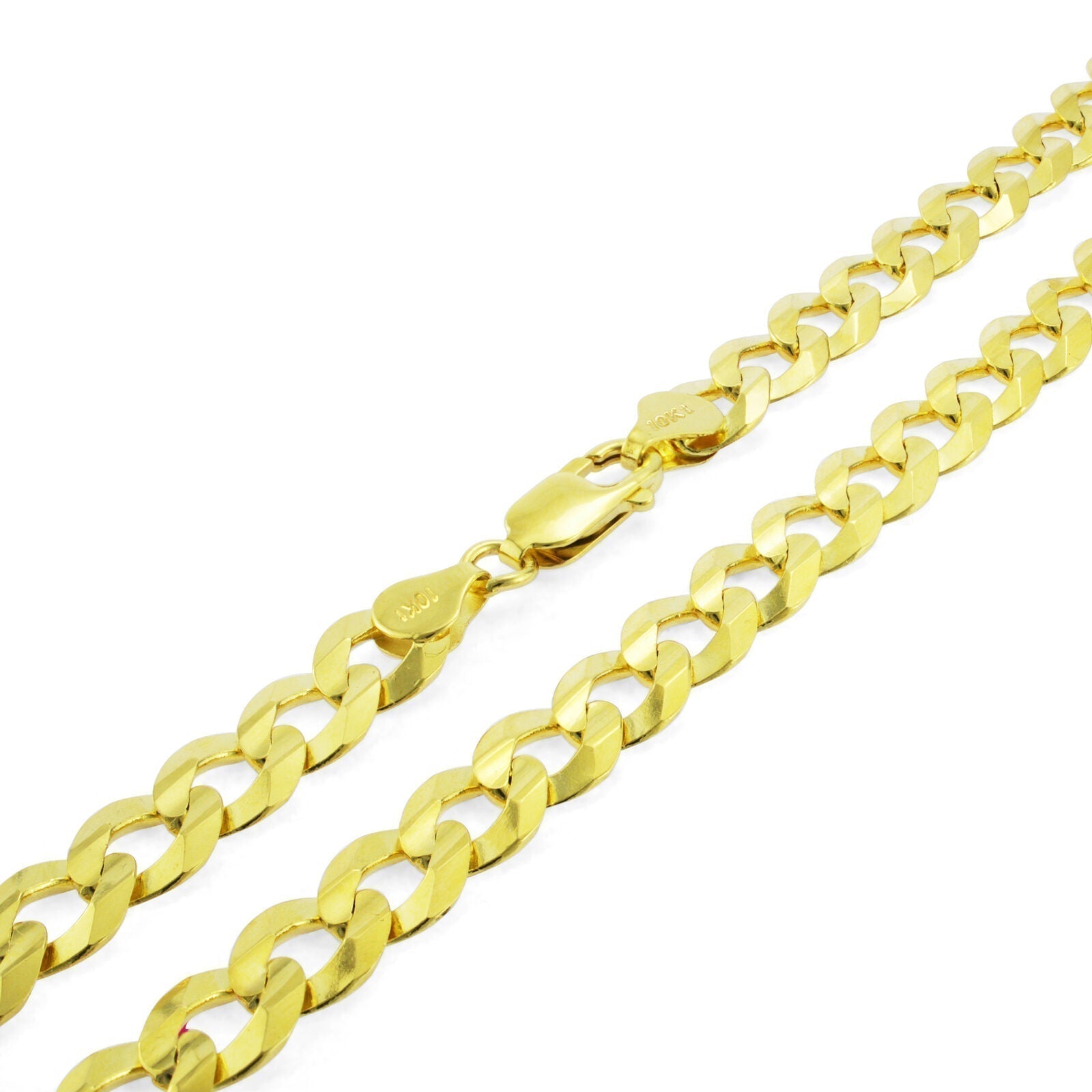 Real 10k Yellow Gold Cuban Curb Link Chain 8mm Necklace 28'' Lobster Lock 10kt - GoldenlinQ