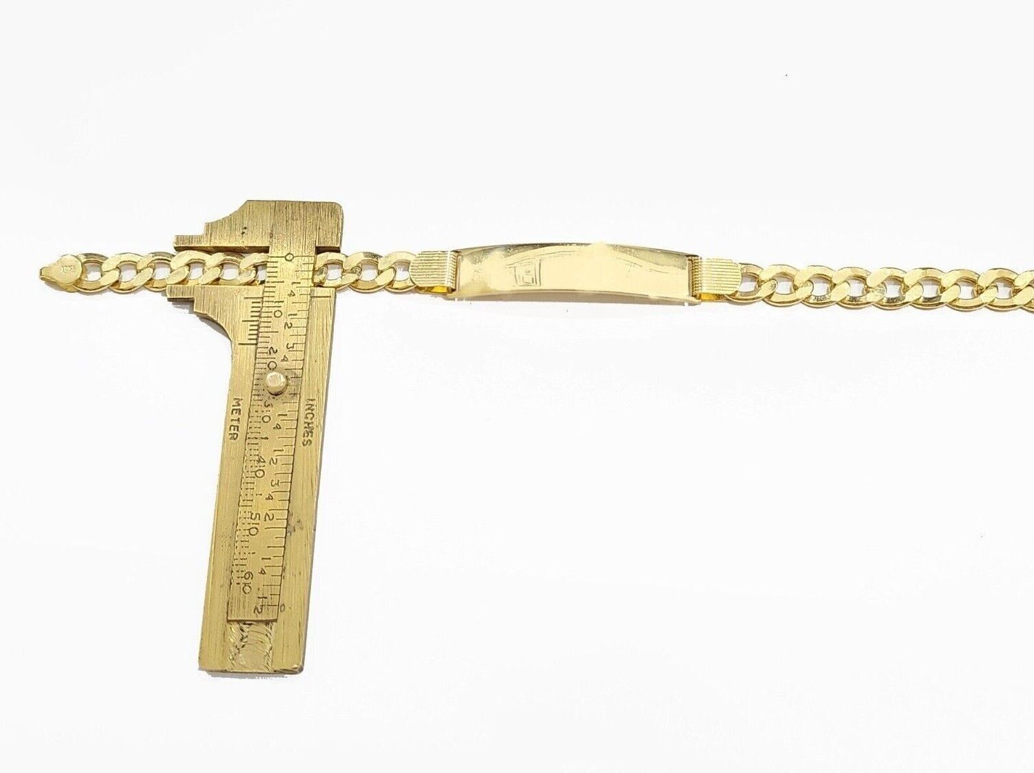 Real 10K Yellow Gold Cuban Curb Link ID Bracelet 8 - 8.5 inches 8mm 10kt Gold - GoldenlinQ