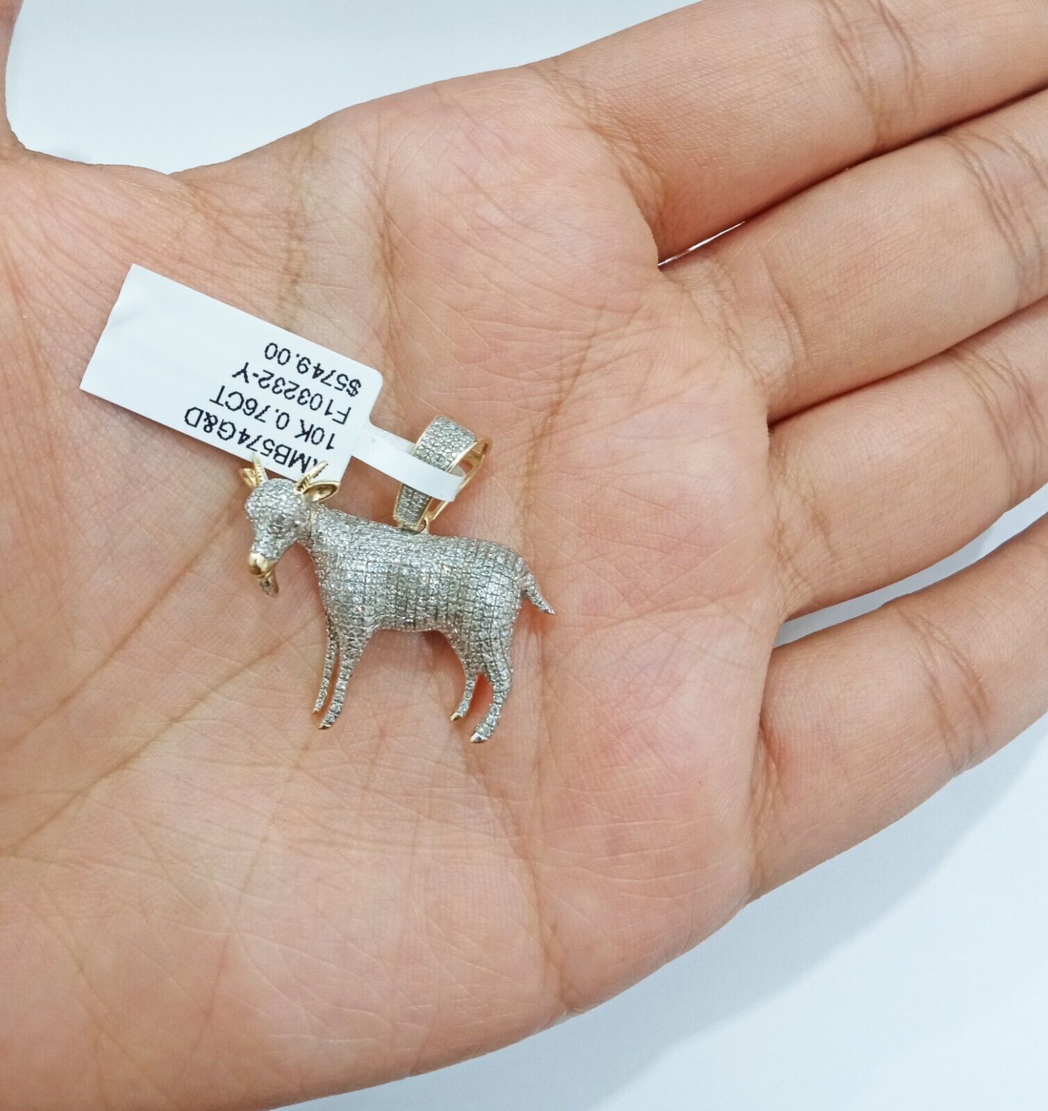Real 10k Yellow Gold Diamond Goat Charm & Natural Diamonds 0.75 CT GOAT Pendant - GoldenlinQ