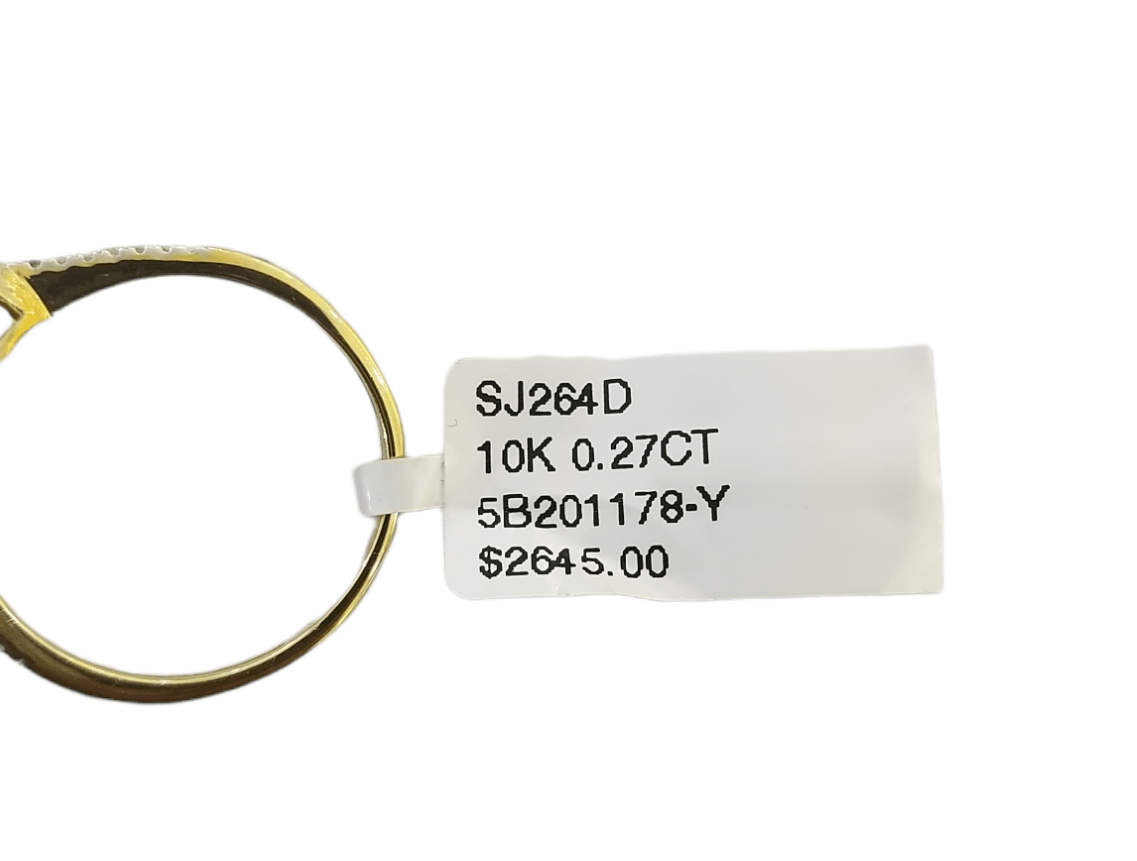 Real 10k Yellow Gold Diamond ladies Ring Tear Drop 0.27 CT Pear Size 7 Band - GoldenlinQ