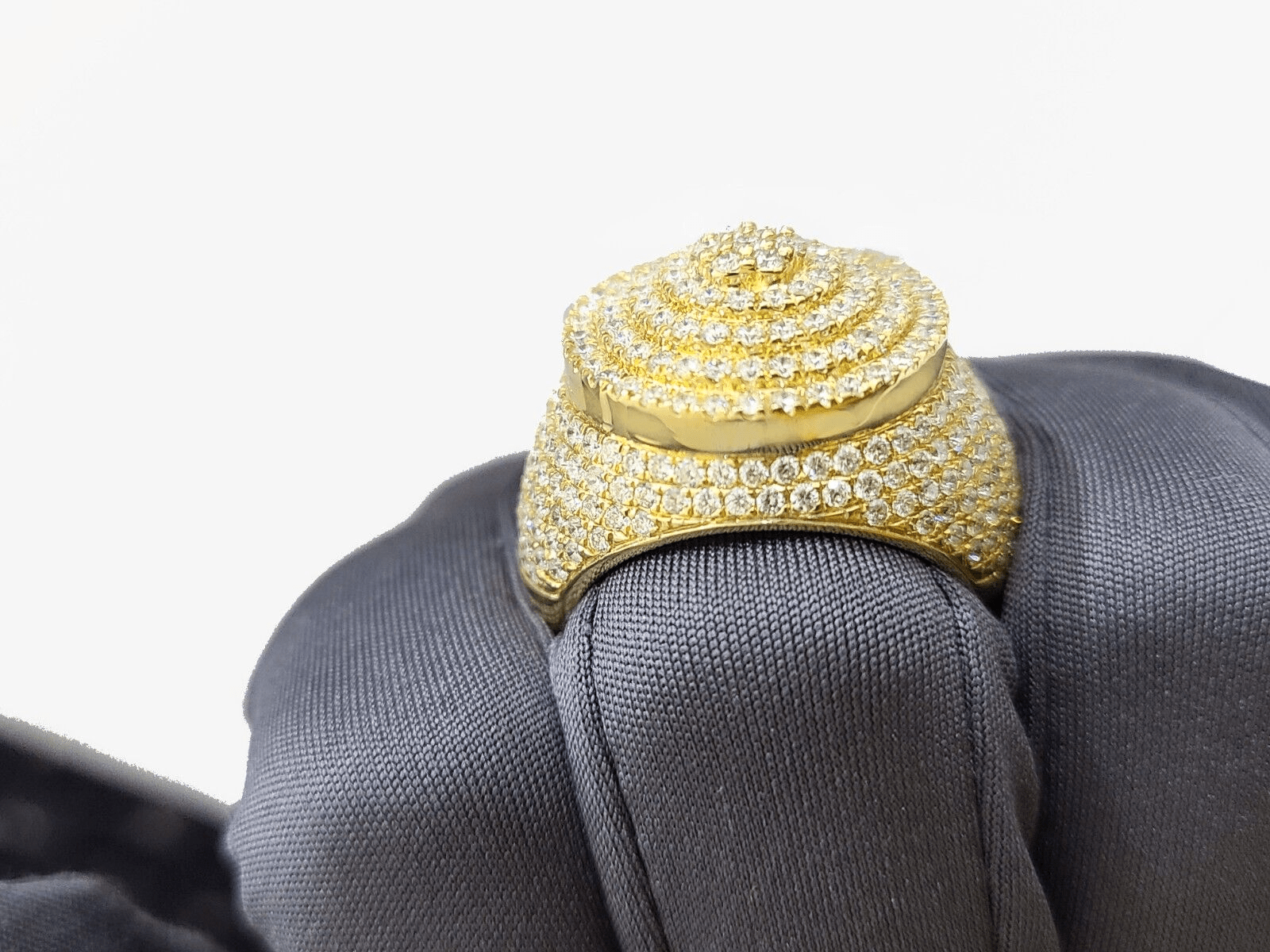 Real 10k Yellow Gold Diamond Lollipop Ring Genuine 3.26CT Diamonds 10kt Size 10 - GoldenlinQ