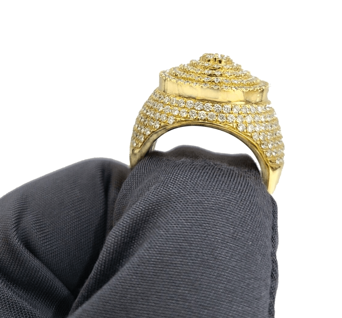 Real 10k Yellow Gold Diamond Lollipop Ring Genuine 3.26CT Diamonds 10kt Size 10 - GoldenlinQ