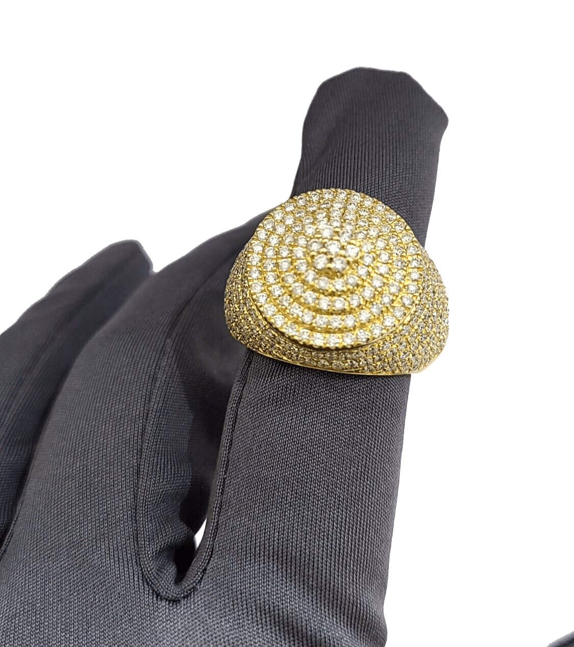 Real 10k Yellow Gold Diamond Lollipop Ring Genuine 3.26CT Diamonds 10kt Size 10 - GoldenlinQ