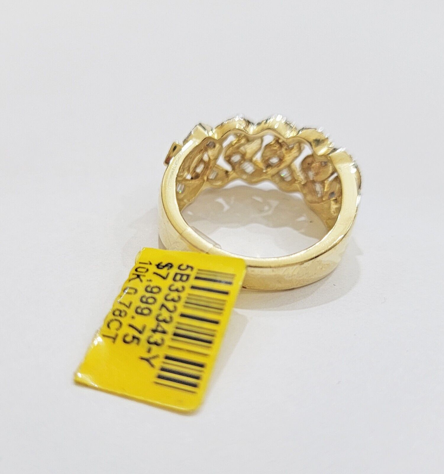 Real 10k Yellow Gold Diamond Mens Ring Cuban Link 0.78CT Natural Diamond SIZE 10 - GoldenlinQ