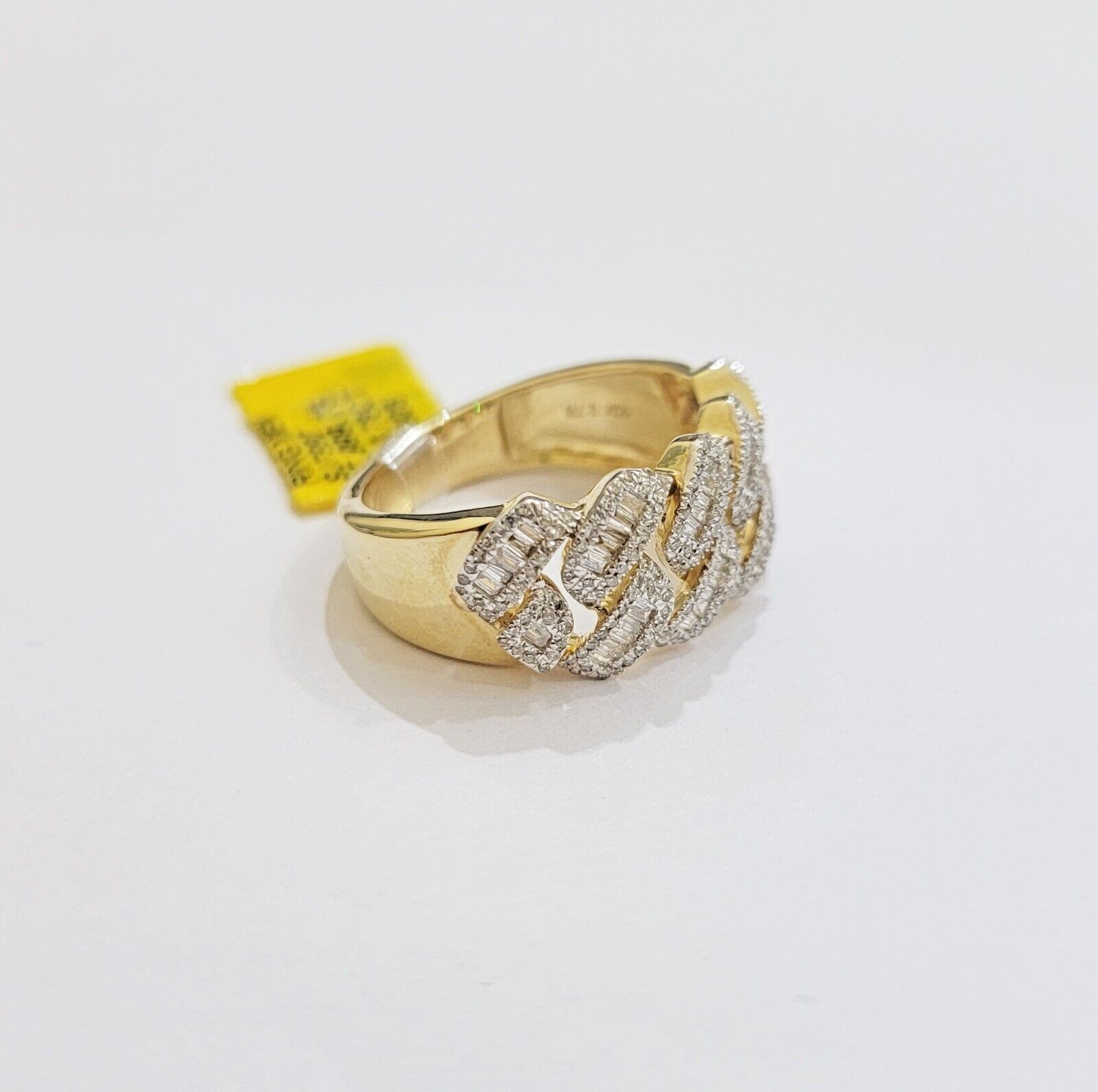 Real 10k Yellow Gold Diamond Mens Ring Cuban Link 0.78CT Natural Diamond SIZE 10 - GoldenlinQ