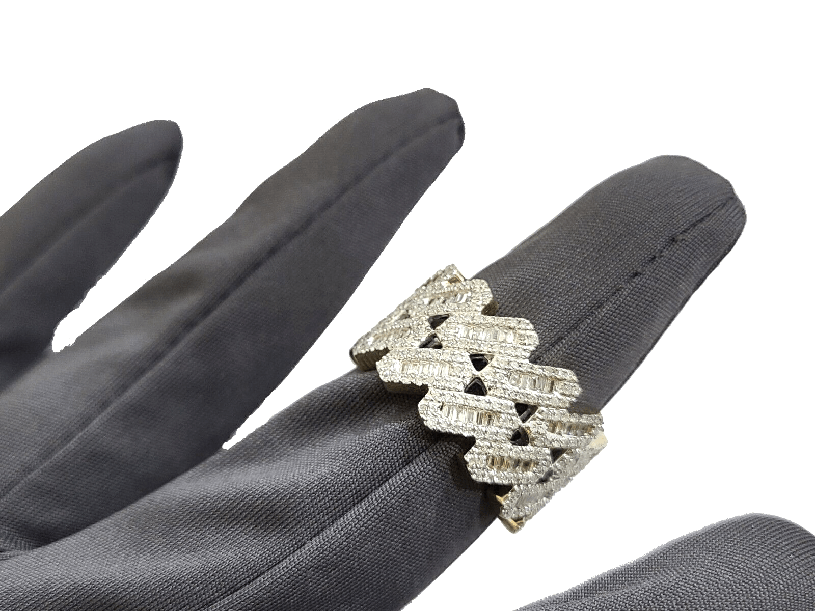 Real 10k Yellow Gold Diamond Ring White Genuine 1.10CT Diamonds 10kt Size 10 - GoldenlinQ