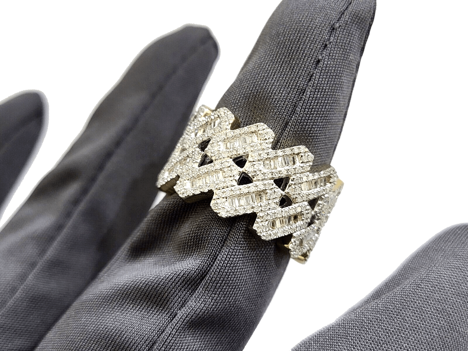 Real 10k Yellow Gold Diamond Ring White Genuine 1.10CT Diamonds 10kt Size 10 - GoldenlinQ