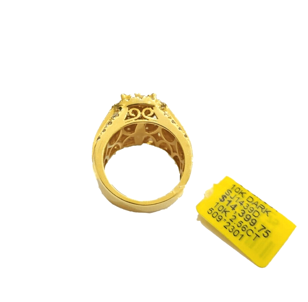 Real 10k Yellow Gold Diamond Ring White Genuine 2.56CT Diamonds 10kt Size 10 - GoldenlinQ