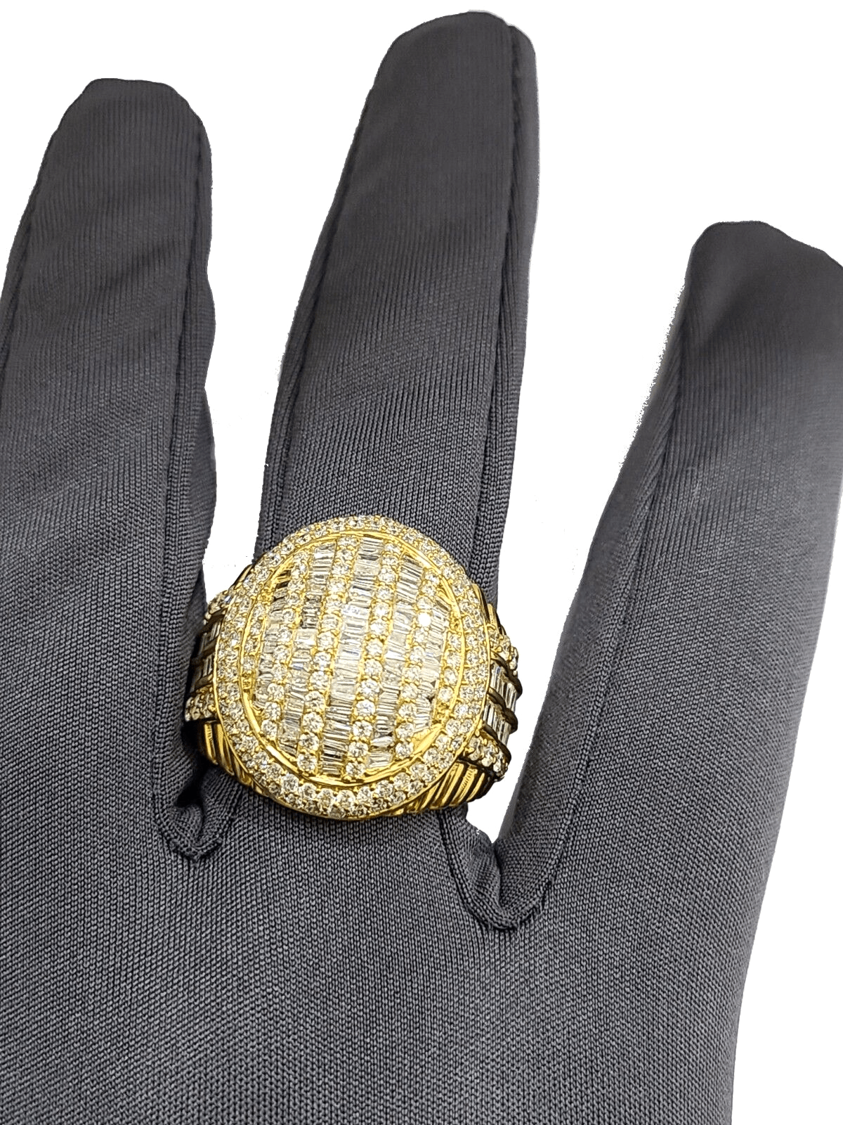 Real 10k Yellow Gold Diamond Ring White Genuine 3.42CT Diamonds 10kt Size 10 - GoldenlinQ