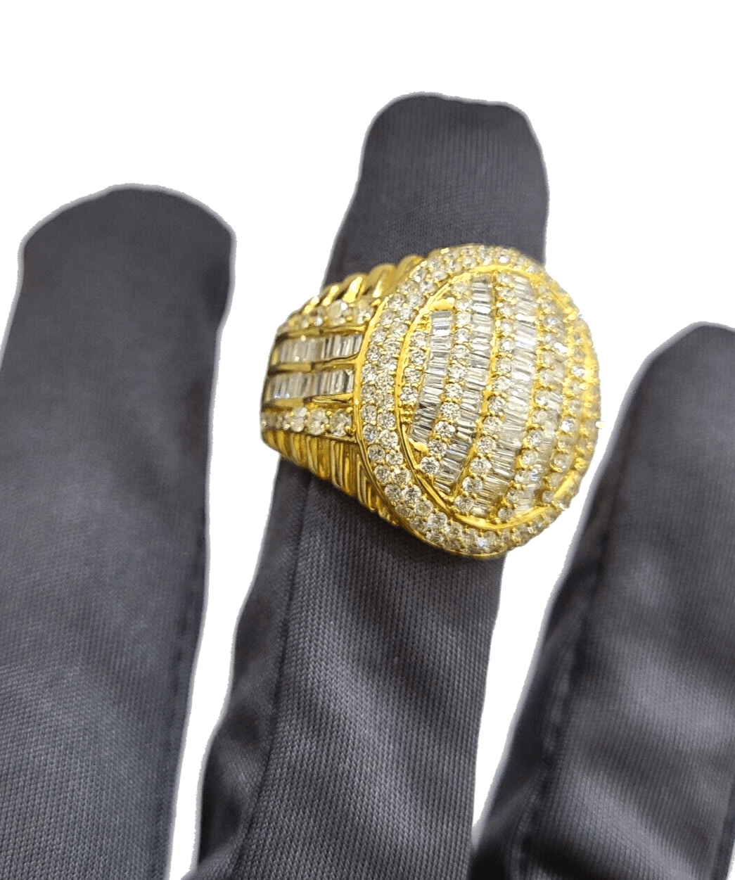 Real 10k Yellow Gold Diamond Ring White Genuine 3.42CT Diamonds 10kt Size 10 - GoldenlinQ